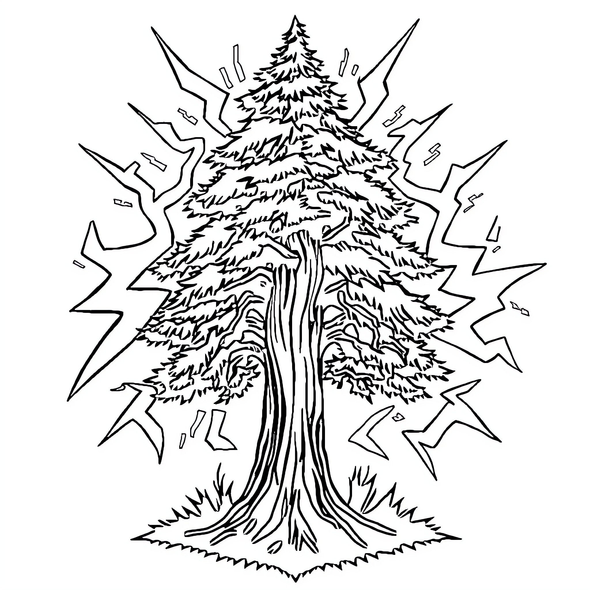 Crest of a Majestic Pine Tree Coloring Page (free black-and-white line drawing printable PDF for all, from beginners to advanced learners, including children, teens, adults, and seniors)