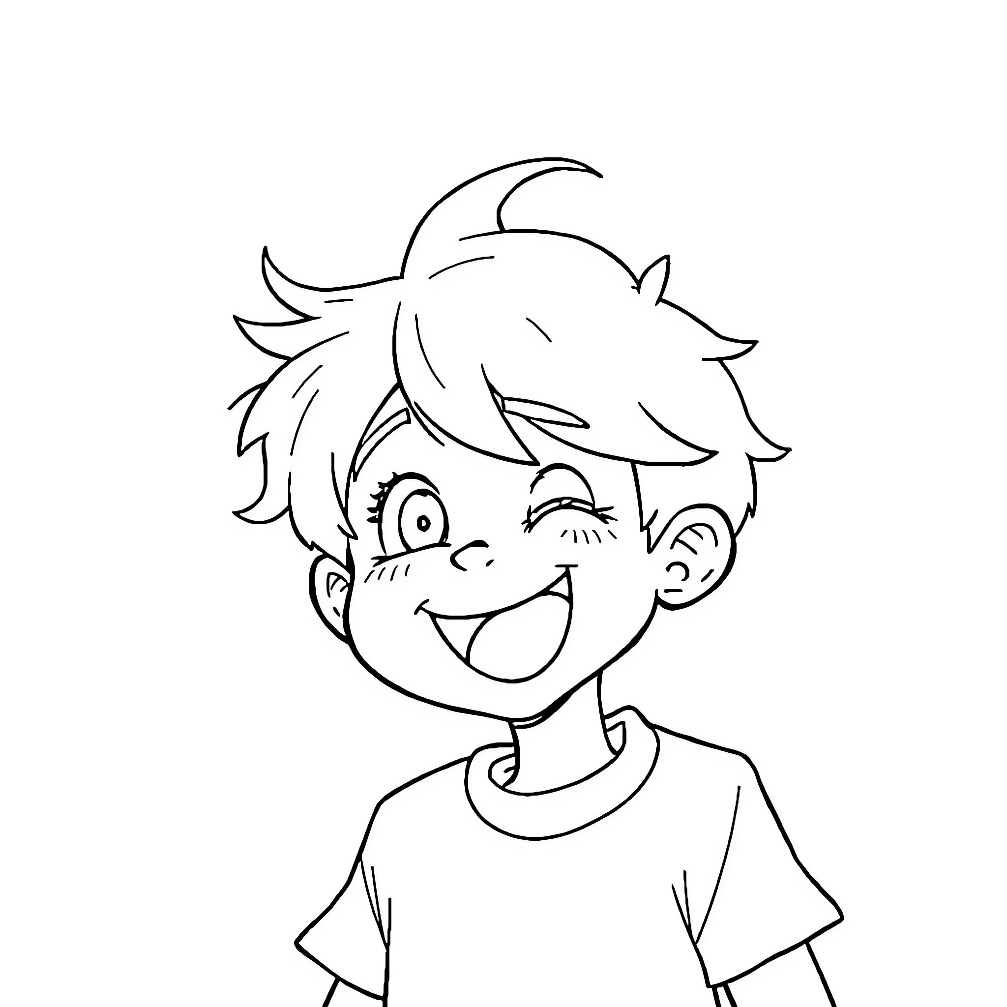 Hinata's Cheerful Expressions and Casual Outfit Coloring Page (free black-and-white line drawing printable PDF for all, from beginners to advanced learners, including children, teens, adults, and seniors)