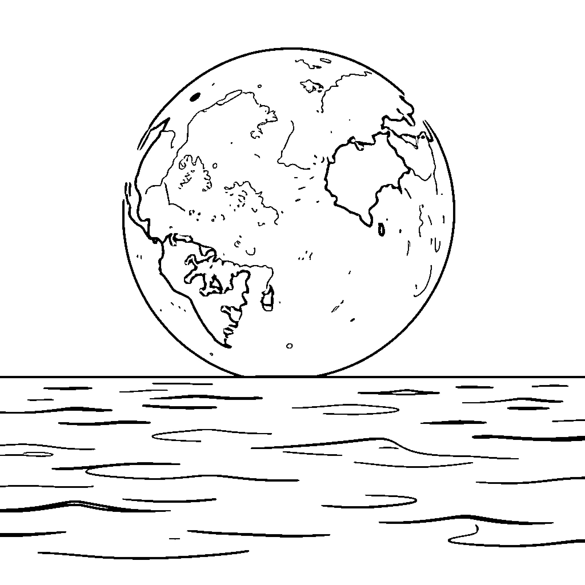 Moon rising over the ocean Coloring Page (free black-and-white line drawing printable PDF for all, from beginners to advanced learners, including children, teens, adults, and seniors)