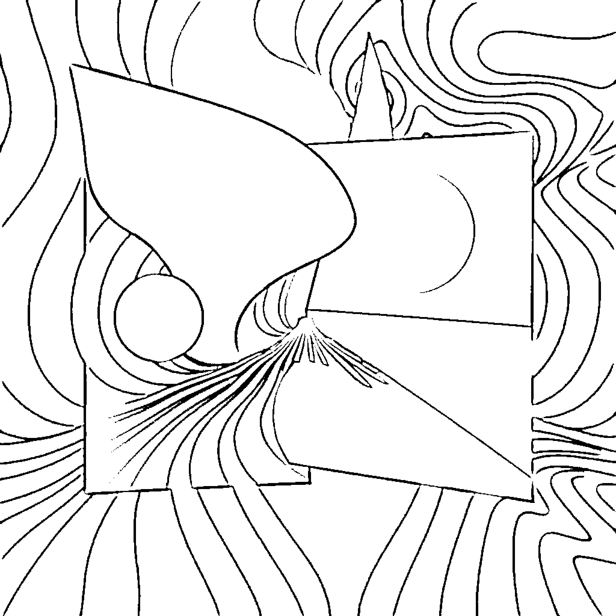 Optical Illusion of Abstract Geometric Shapes Coloring Page (free black-and-white line drawing printable PDF for all, from beginners to advanced learners, including children, teens, adults, and seniors)