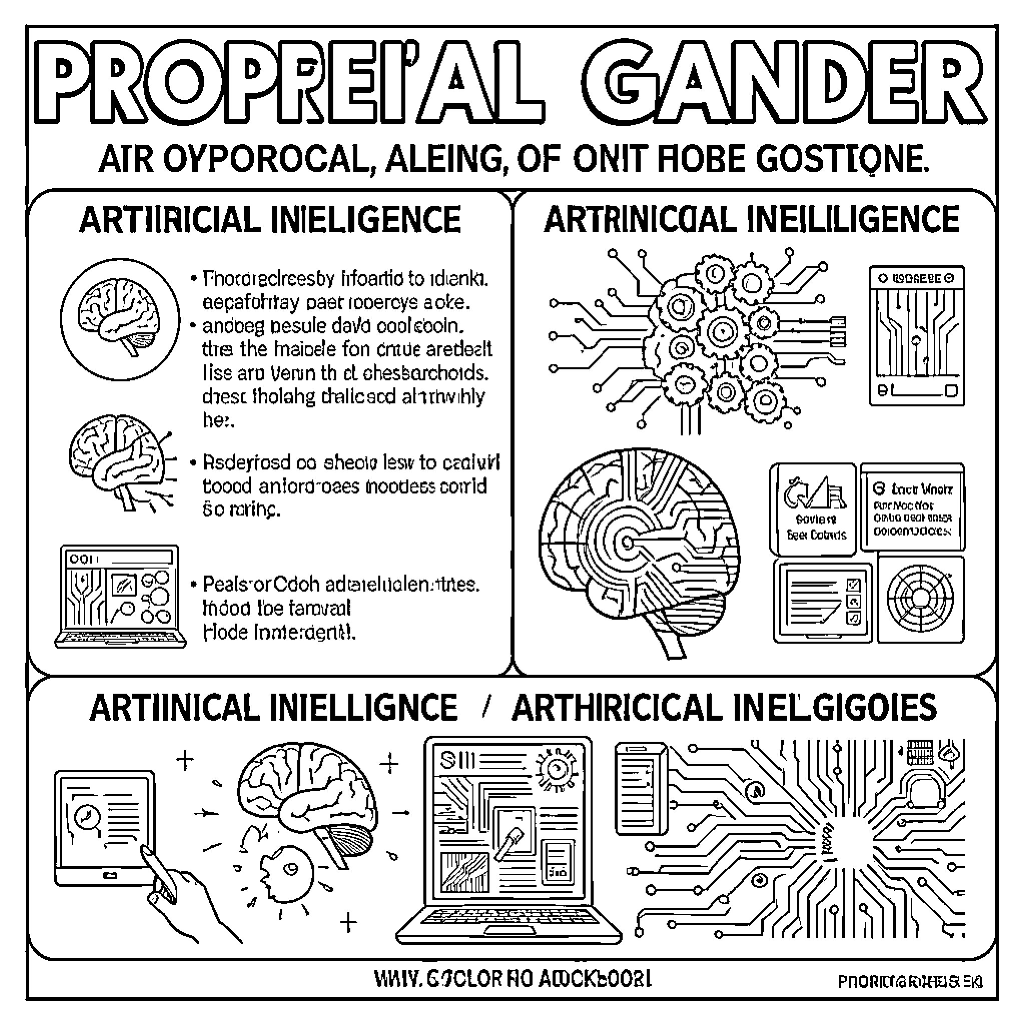 AI illustrating complex cerebral connections and digital circuits Coloring Page (free black-and-white line drawing printable PDF for all, from beginners to advanced learners, including children, teens, adults, and seniors)