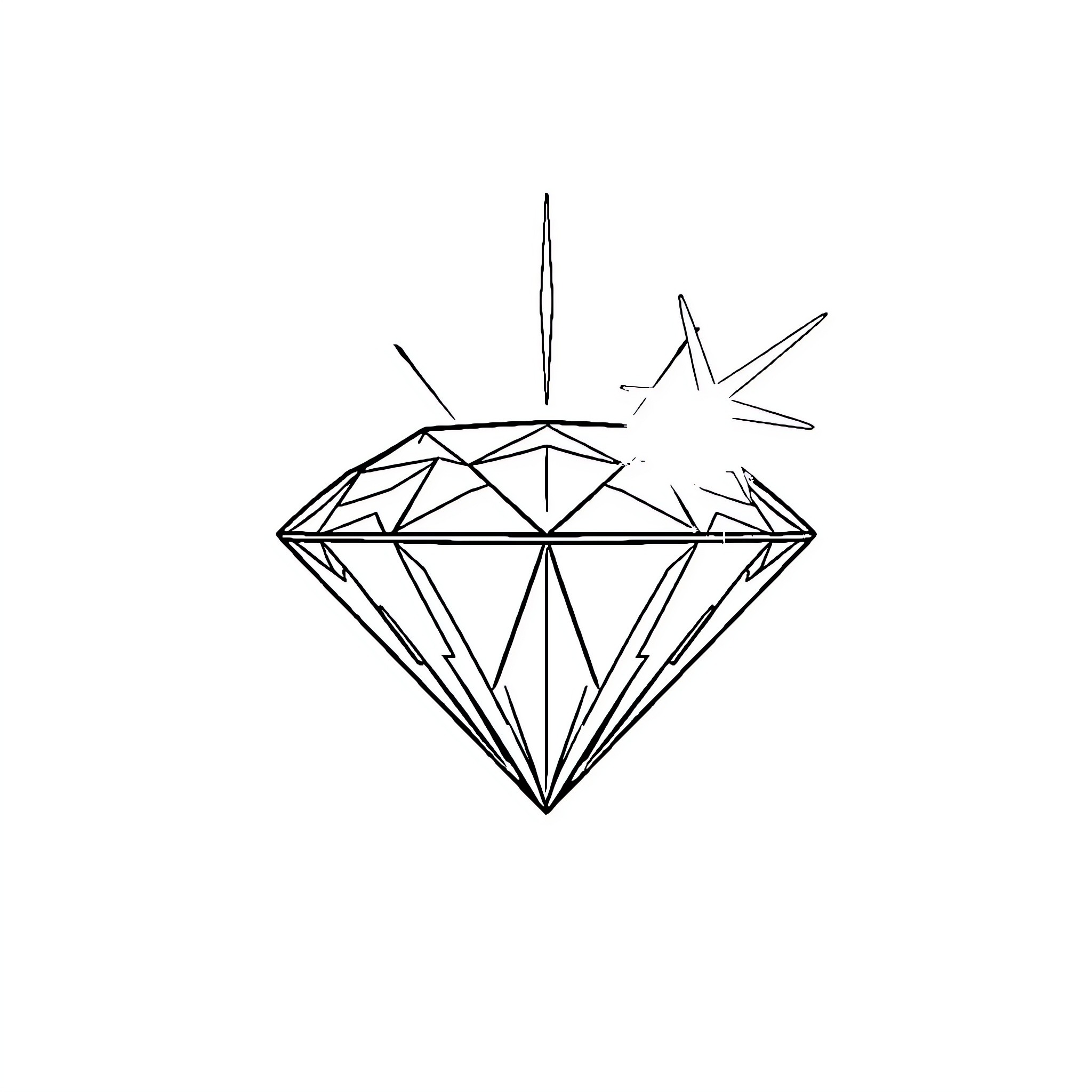 Diamond-shaped geometric design with star Coloring Page (free black-and-white line drawing printable PDF for all, from beginners to advanced learners, including children, teens, adults, and seniors)