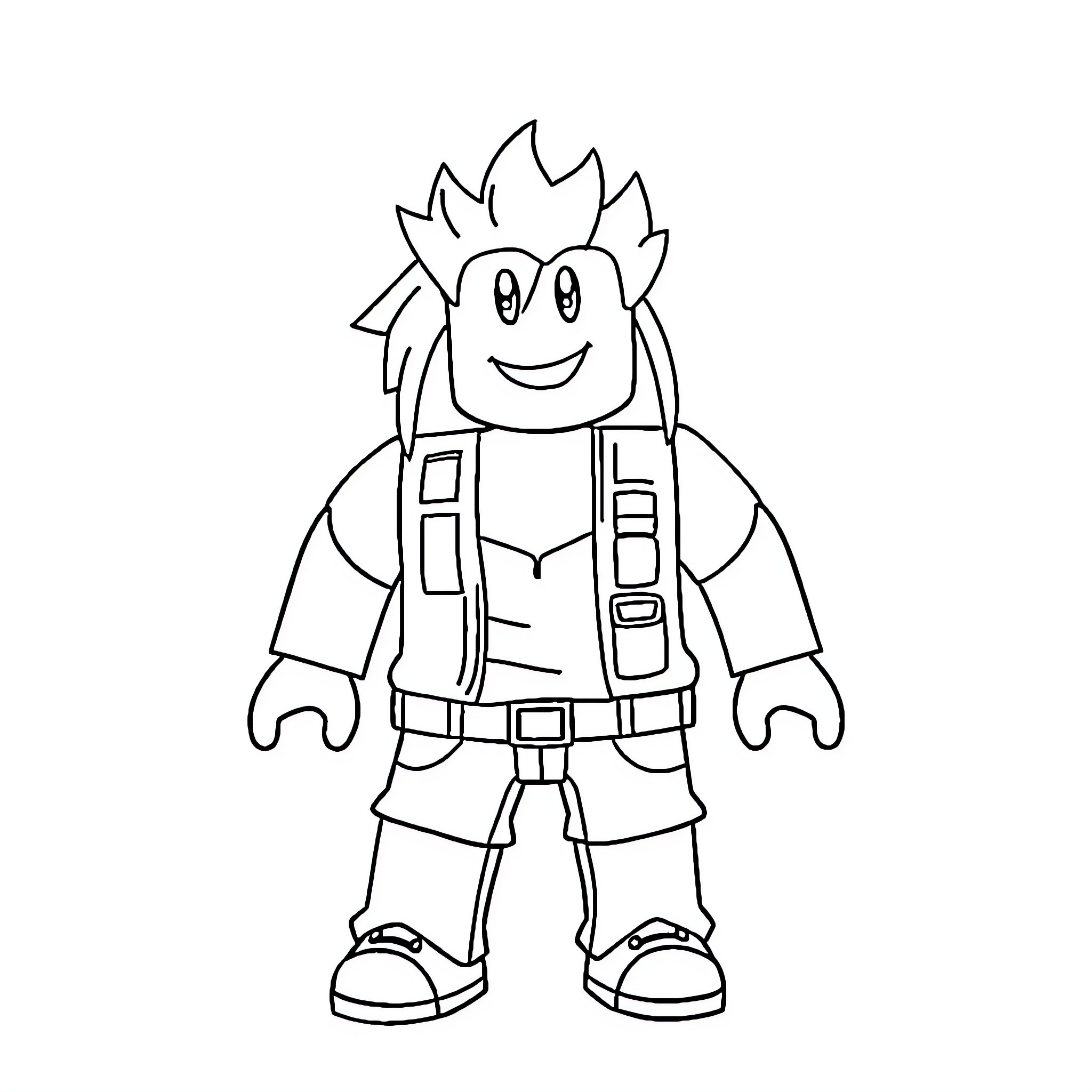 Roblox Character in Casual Attire Coloring Page (free black-and-white line drawing printable PDF for all, from beginners to advanced learners, including children, teens, adults, and seniors)