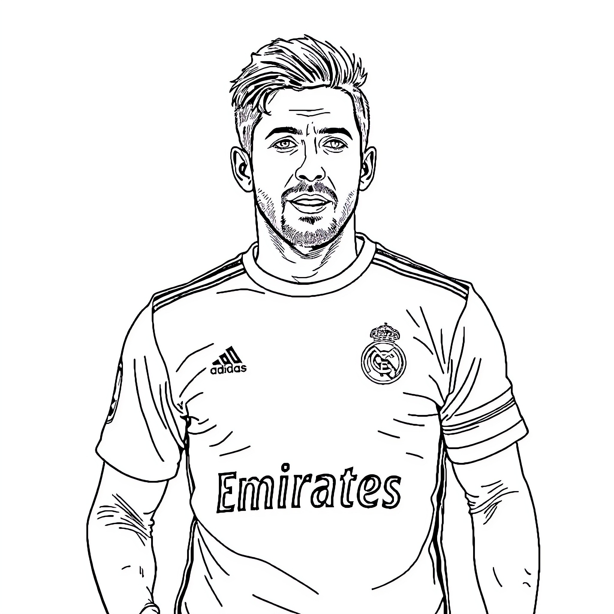Fernando Alonso in Sports Uniform Coloring Page (free black-and-white line drawing printable PDF for all, from beginners to advanced learners, including children, teens, adults, and seniors)