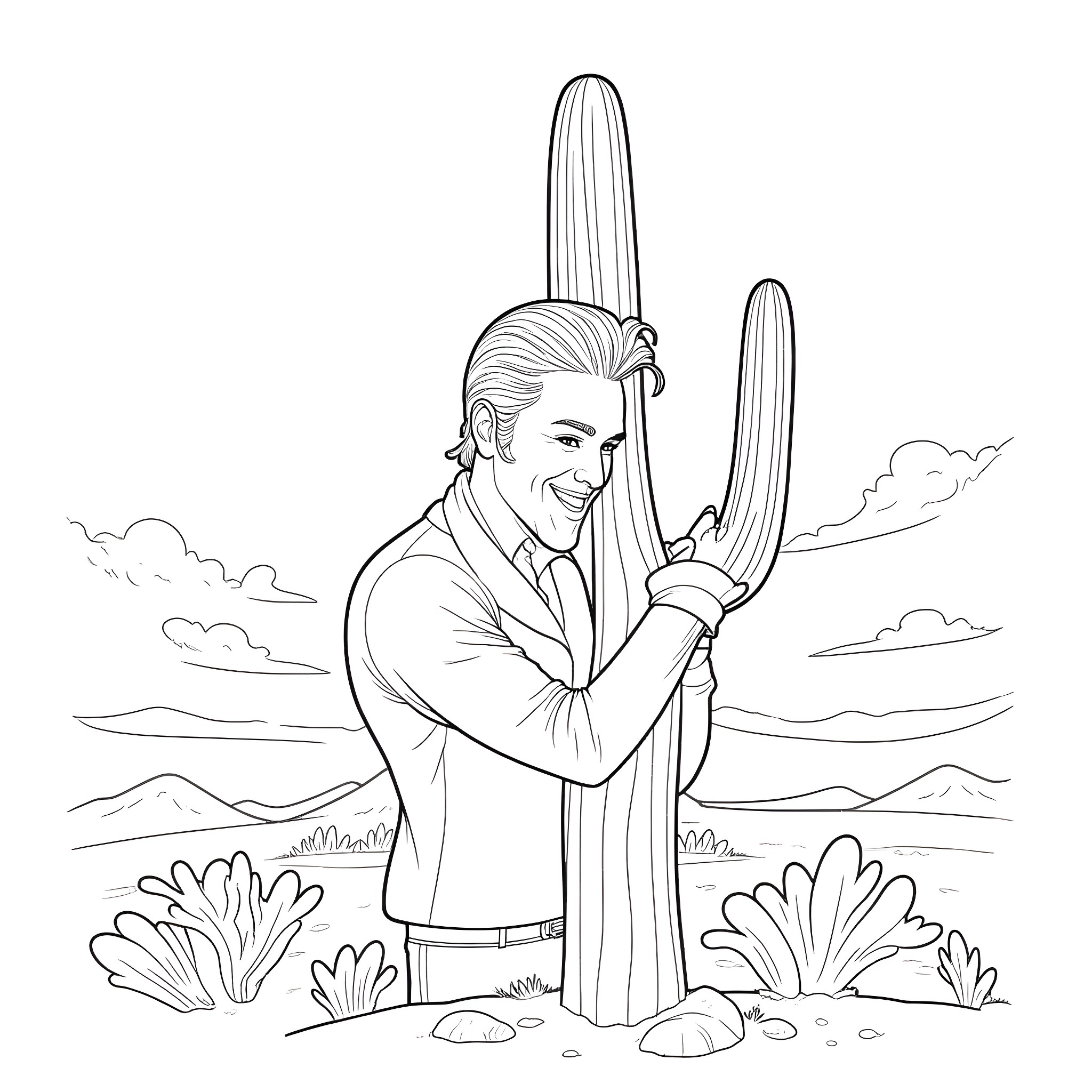 Elvis Presley performing on stage with guitar Coloring Page (free black-and-white line drawing printable PDF for all, from beginners to advanced learners, including children, teens, adults, and seniors)