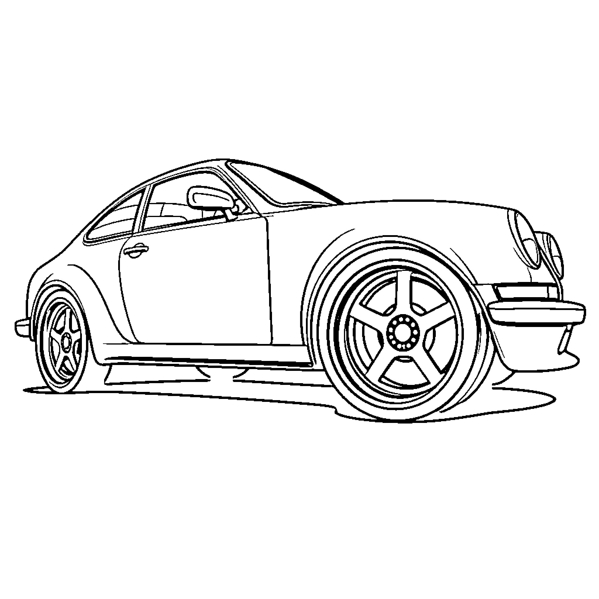 Wheel of a stylized sports car Coloring Page (free black-and-white line drawing printable PDF for all, from beginners to advanced learners, including children, teens, adults, and seniors)