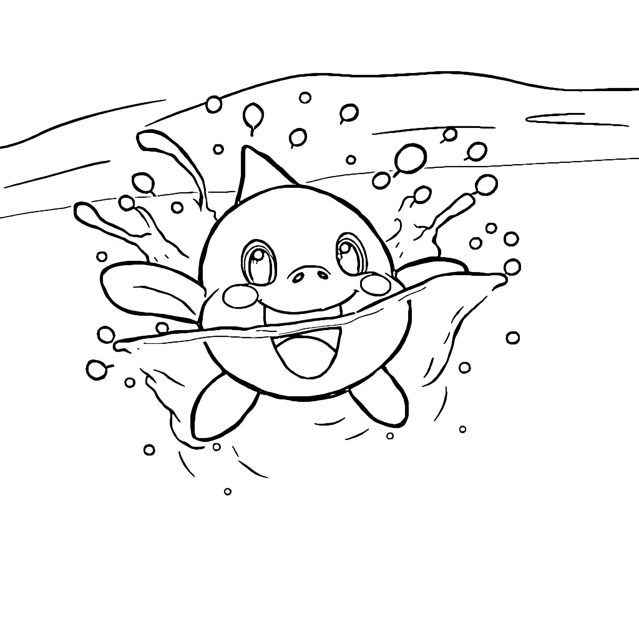 Labubu's Playful Underwater Adventure Coloring Page (free black-and-white line drawing printable PDF for all, from beginners to advanced learners, including children, teens, adults, and seniors)