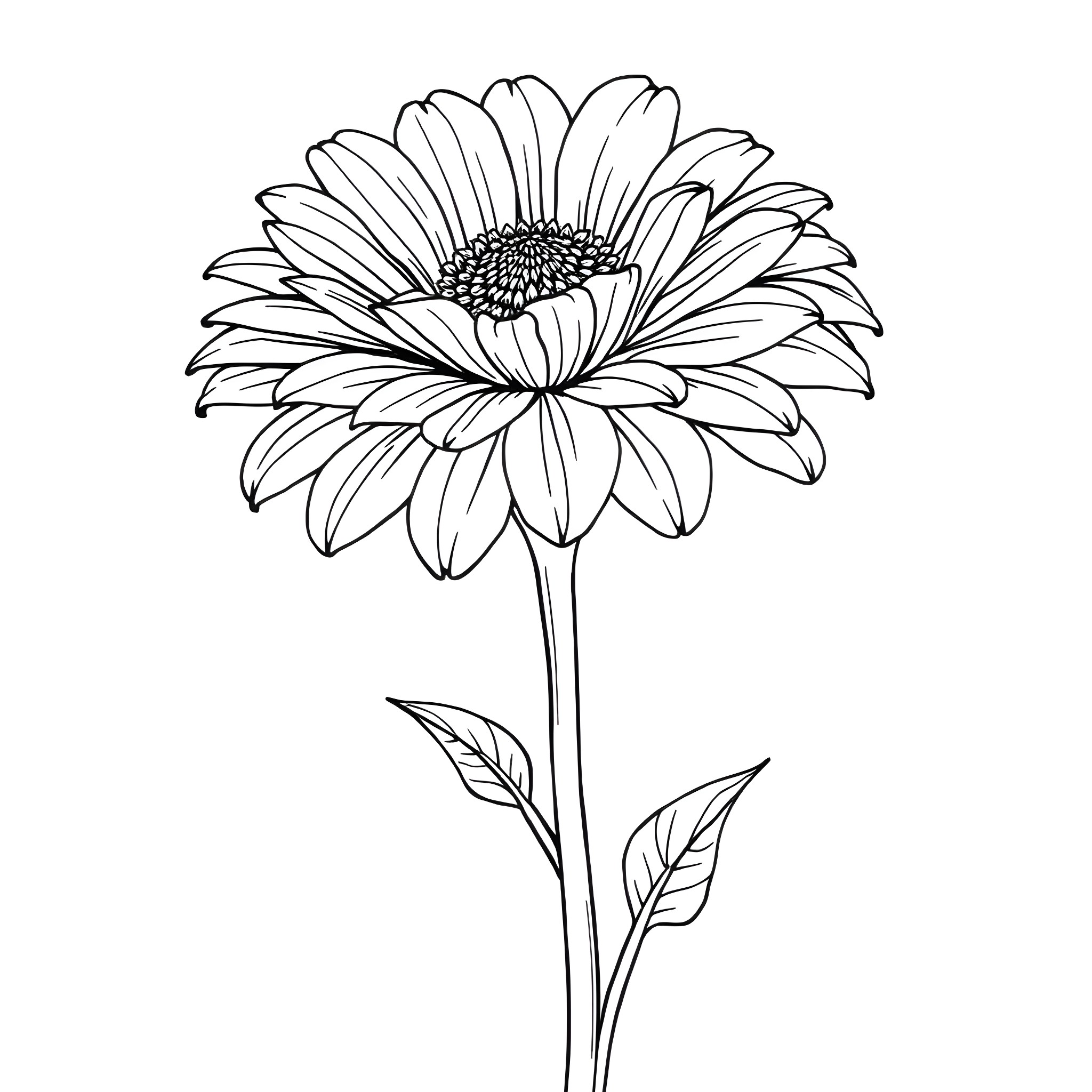 Tagetes flower blooming gracefully Coloring Page (free black-and-white line drawing printable PDF for all, from beginners to advanced learners, including children, teens, adults, and seniors)