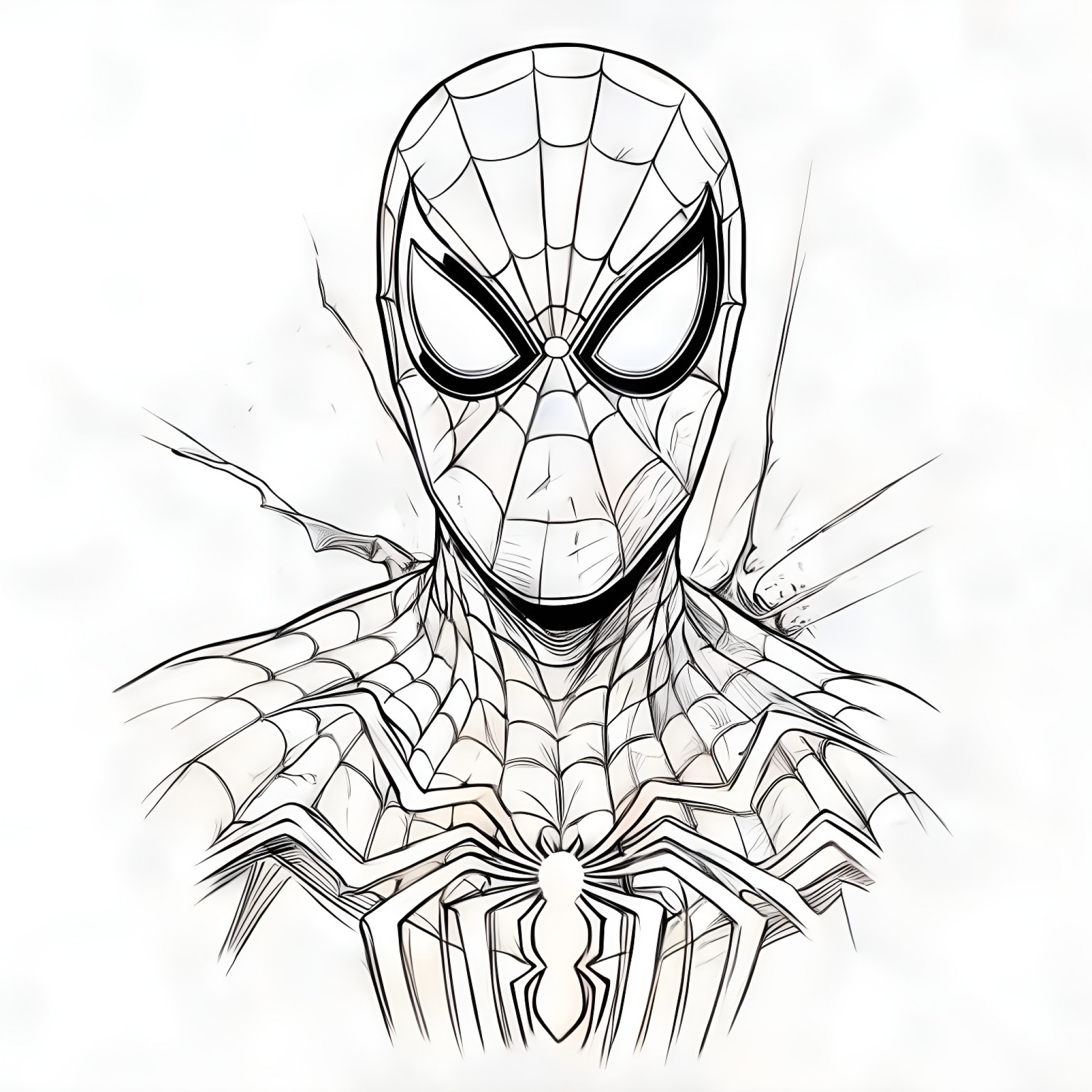 Spider-Man with spider-sense tingling Coloring Page (free black-and-white line drawing printable PDF for all, from beginners to advanced learners, including children, teens, adults, and seniors)