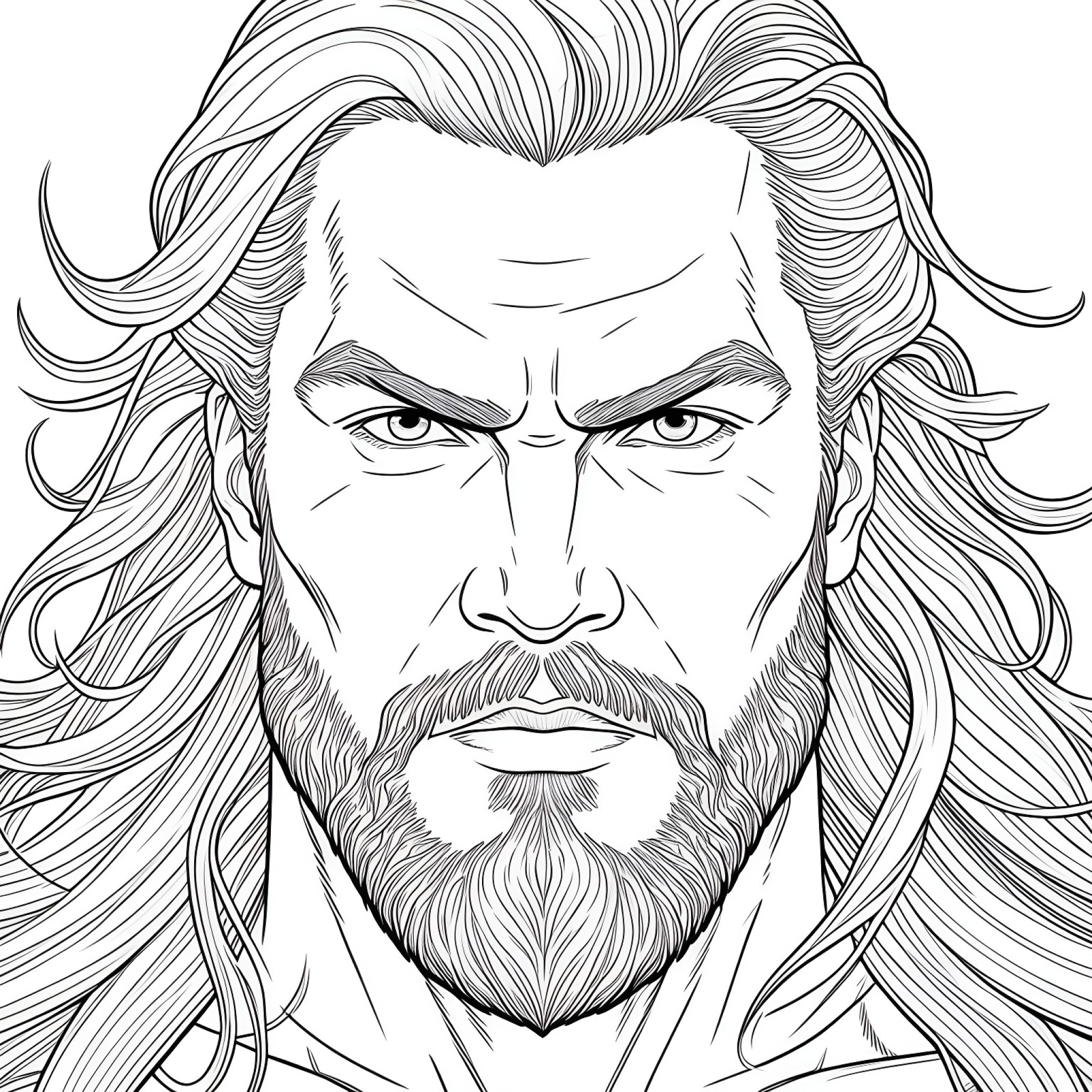 Aquaman face Coloring Page (free black-and-white line drawing printable PDF for all, from beginners to advanced learners, including children, teens, adults, and seniors)