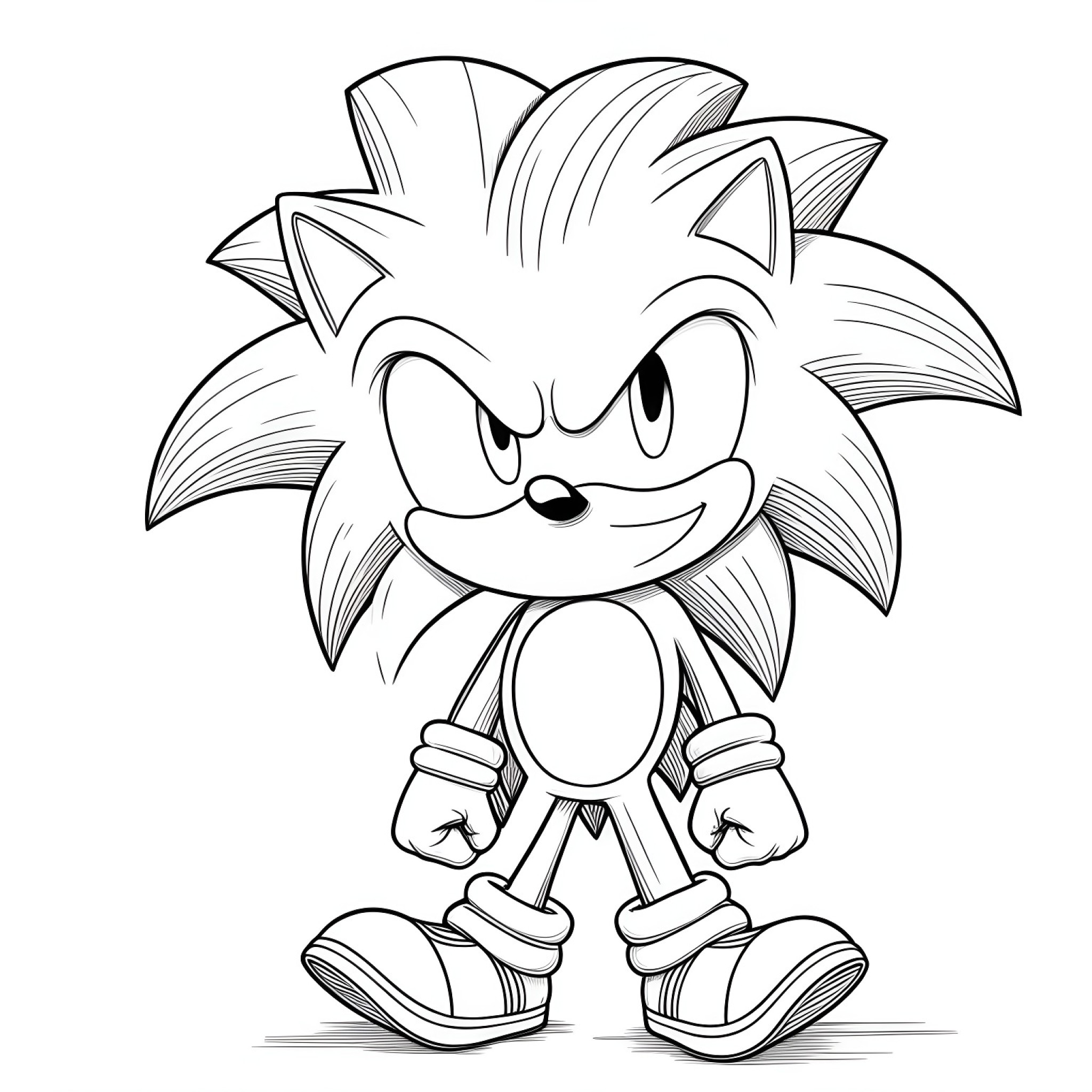 Sonic chibi Coloring Page (free black-and-white line drawing printable PDF for all, from beginners to advanced learners, including children, teens, adults, and seniors)