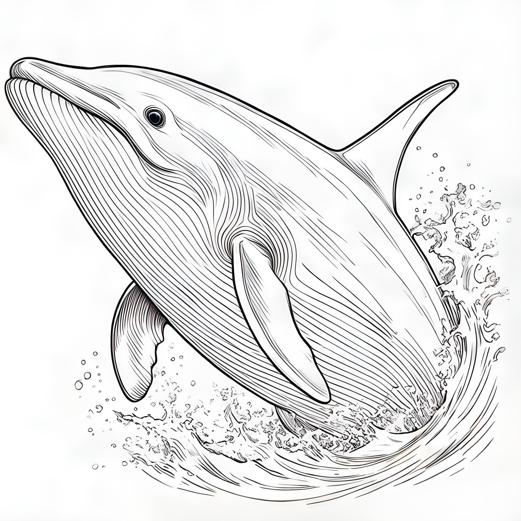 Dolphin with a surprised expression Coloring Page (free black-and-white line drawing printable PDF for all, from beginners to advanced learners, including children, teens, adults, and seniors)