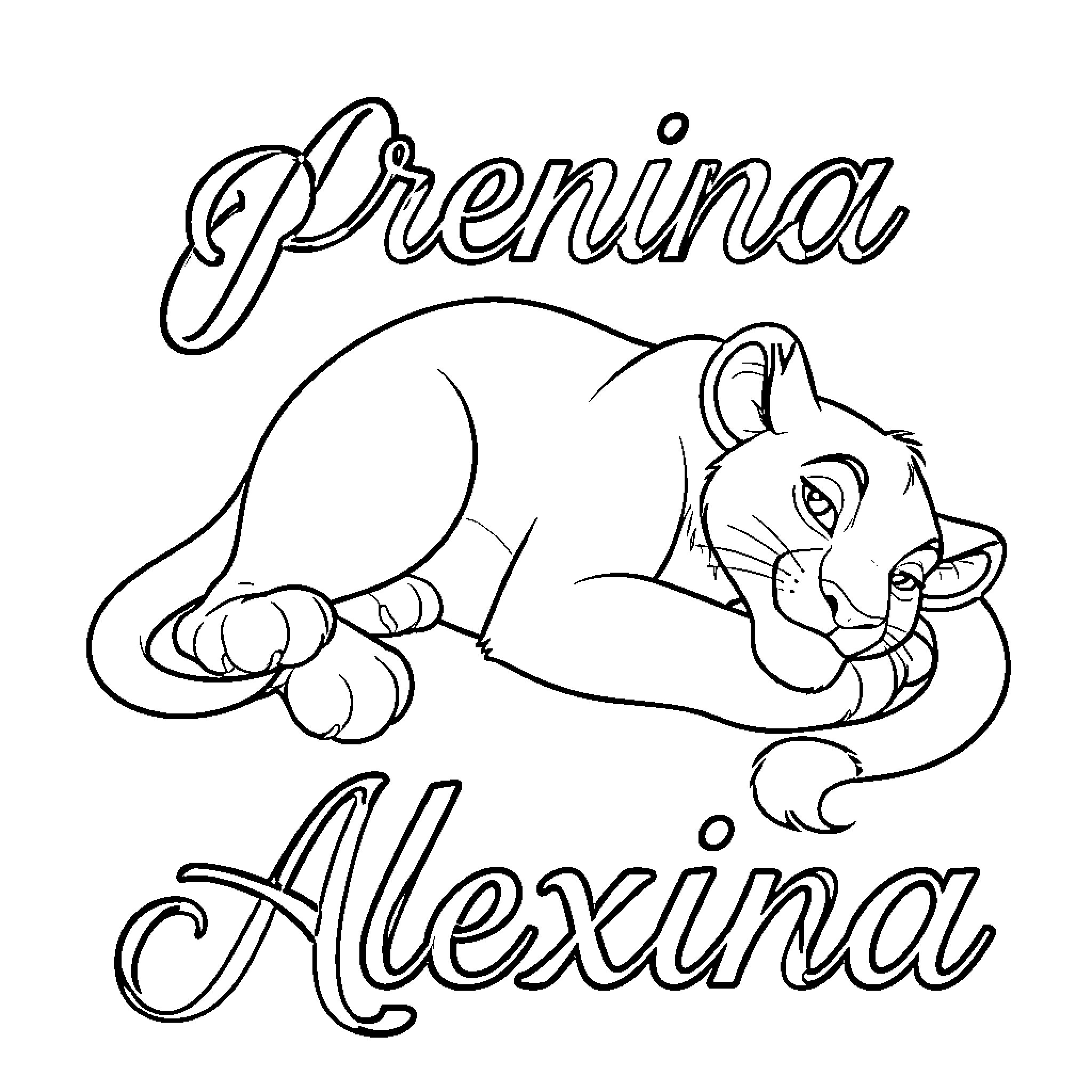 Simba lying down with a calm expression Coloring Page (free black-and-white line drawing printable PDF for all, from beginners to advanced learners, including children, teens, adults, and seniors)