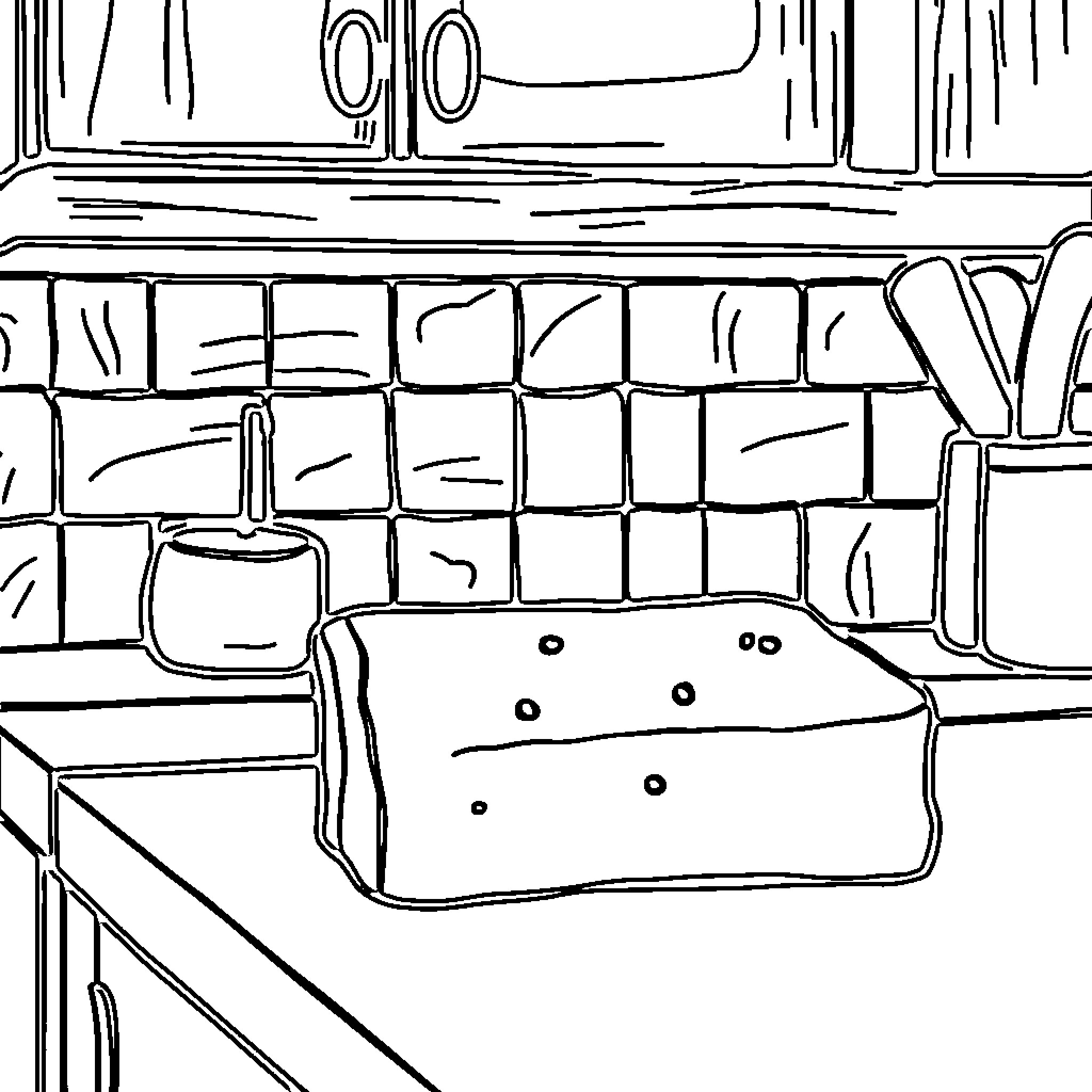 Sponge resting on kitchen counter Coloring Page (free black-and-white line drawing printable PDF for all, from beginners to advanced learners, including children, teens, adults, and seniors)