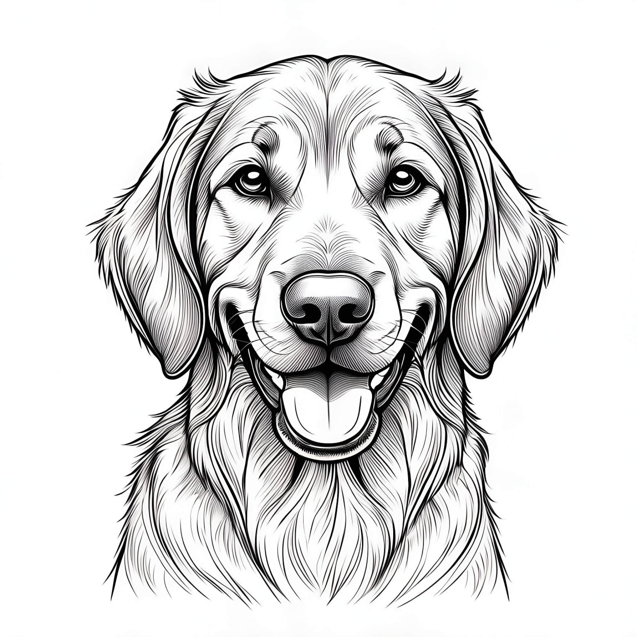 Bloodhound smiling confidently Coloring Page (free black-and-white line drawing printable PDF for all, from beginners to advanced learners, including children, teens, adults, and seniors)