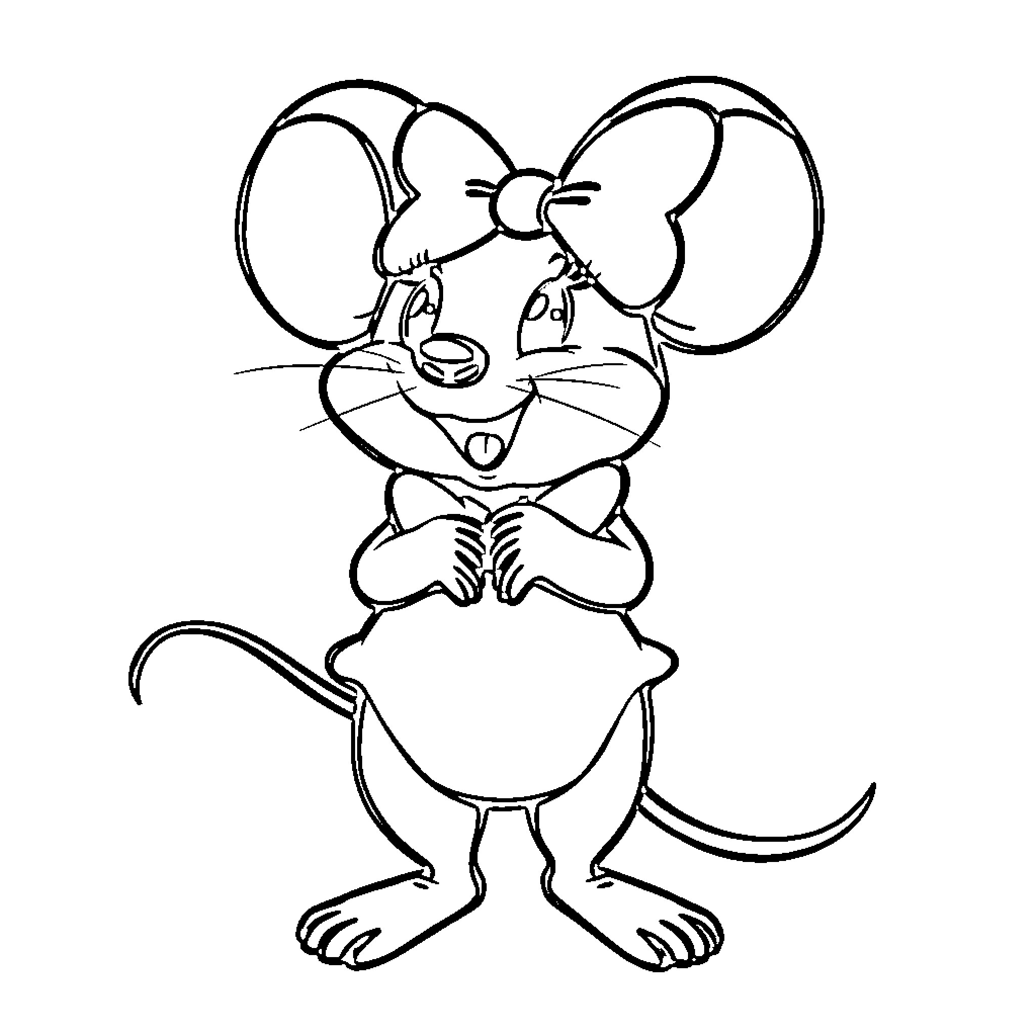 Mouse enjoying a tasty treat Coloring Page (free black-and-white line drawing printable PDF for all, from beginners to advanced learners, including children, teens, adults, and seniors)