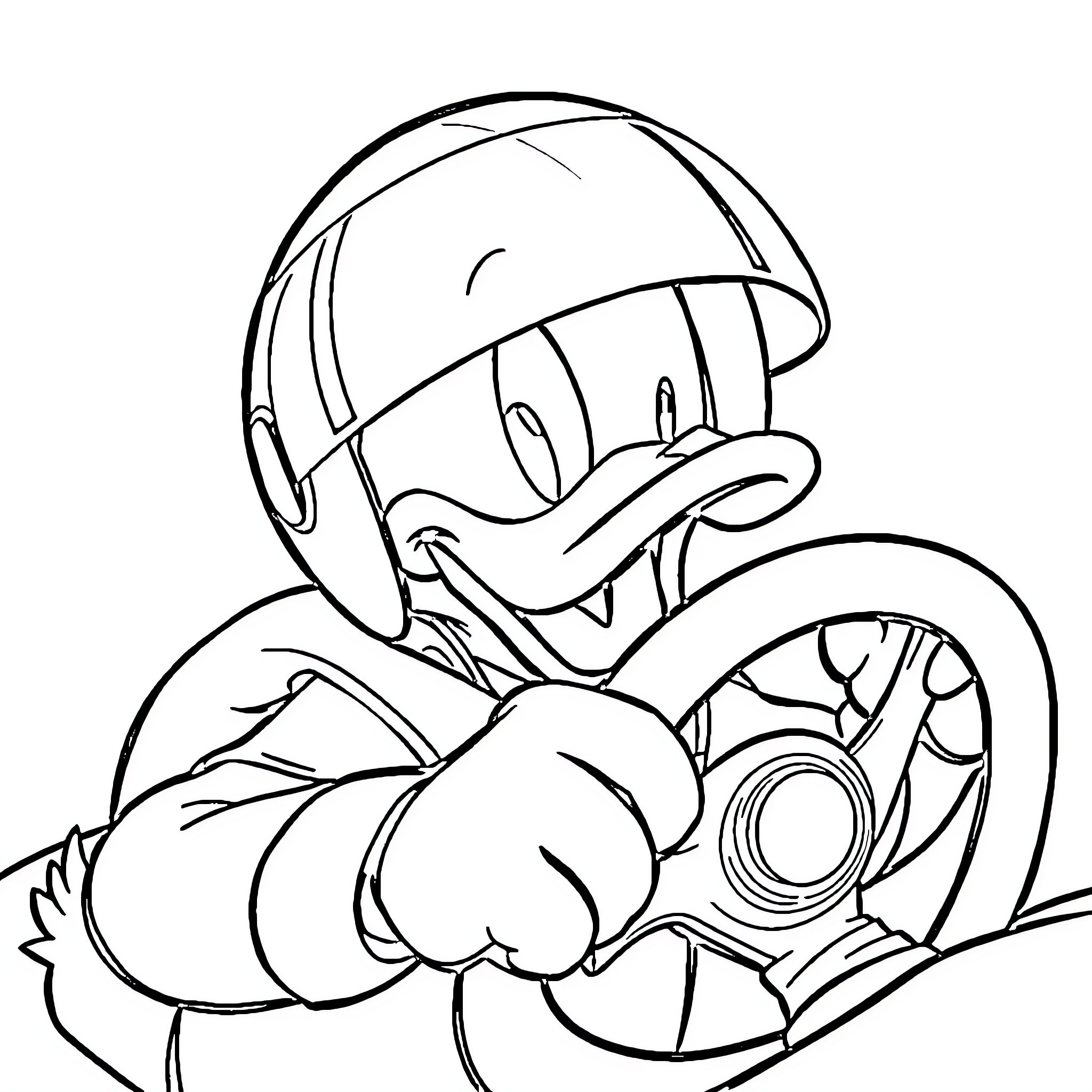 Donald Duck in football gear playing on the field Coloring Page (free black-and-white line drawing printable PDF for all, from beginners to advanced learners, including children, teens, adults, and seniors)