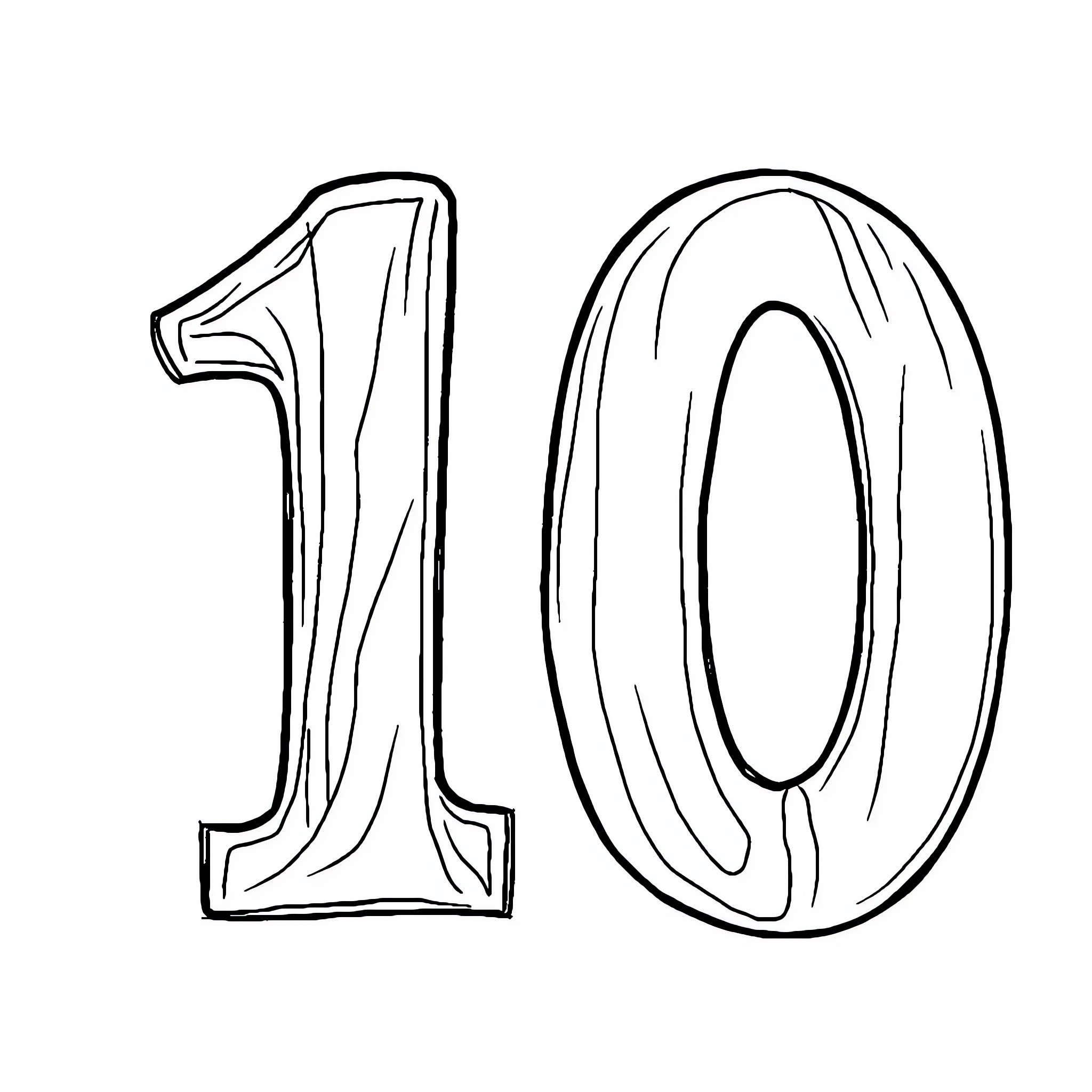 10 Stylized Numeric Shapes Coloring Page (free black-and-white line drawing printable PDF for all, from beginners to advanced learners, including children, teens, adults, and seniors)