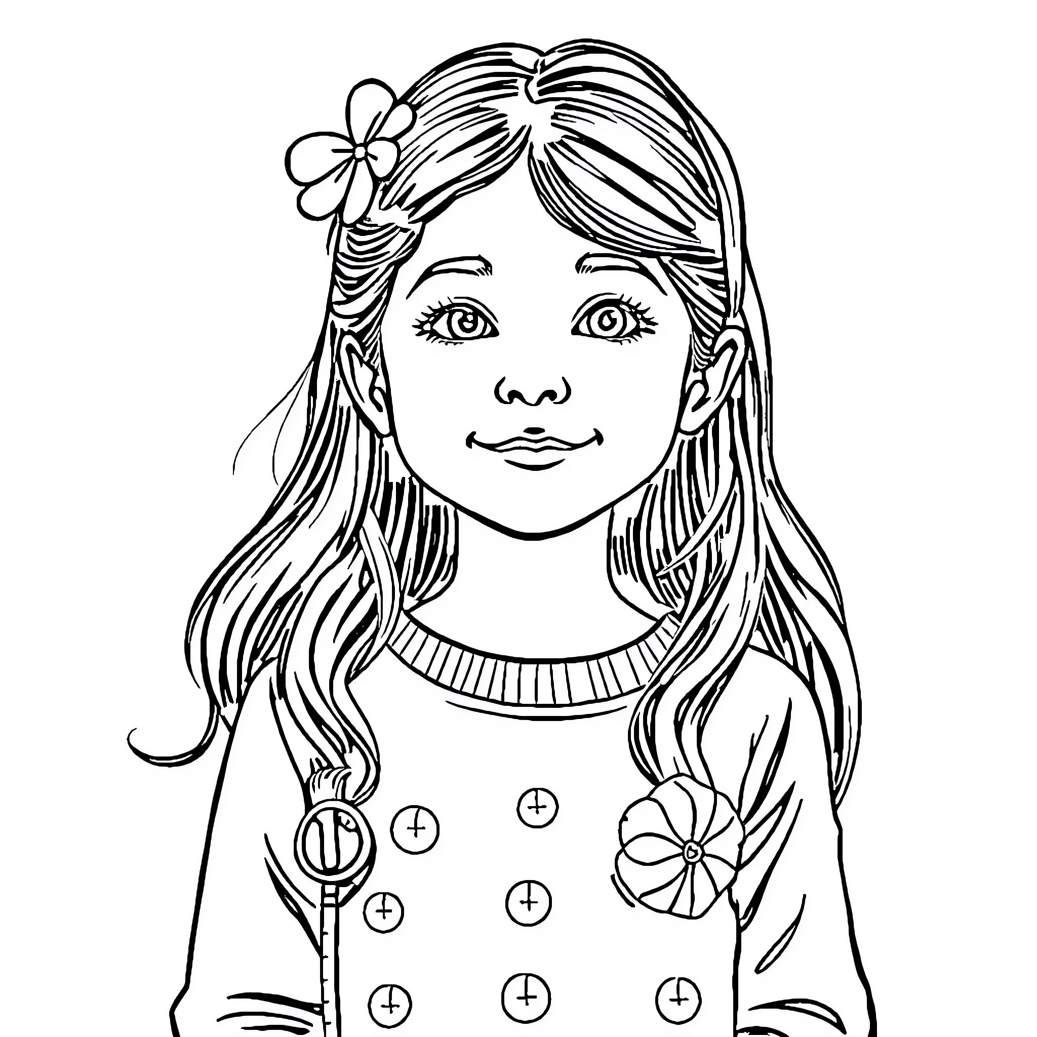 Youth in Vibrant Floral Attire Coloring Page (free black-and-white line drawing printable PDF for all, from beginners to advanced learners, including children, teens, adults, and seniors)
