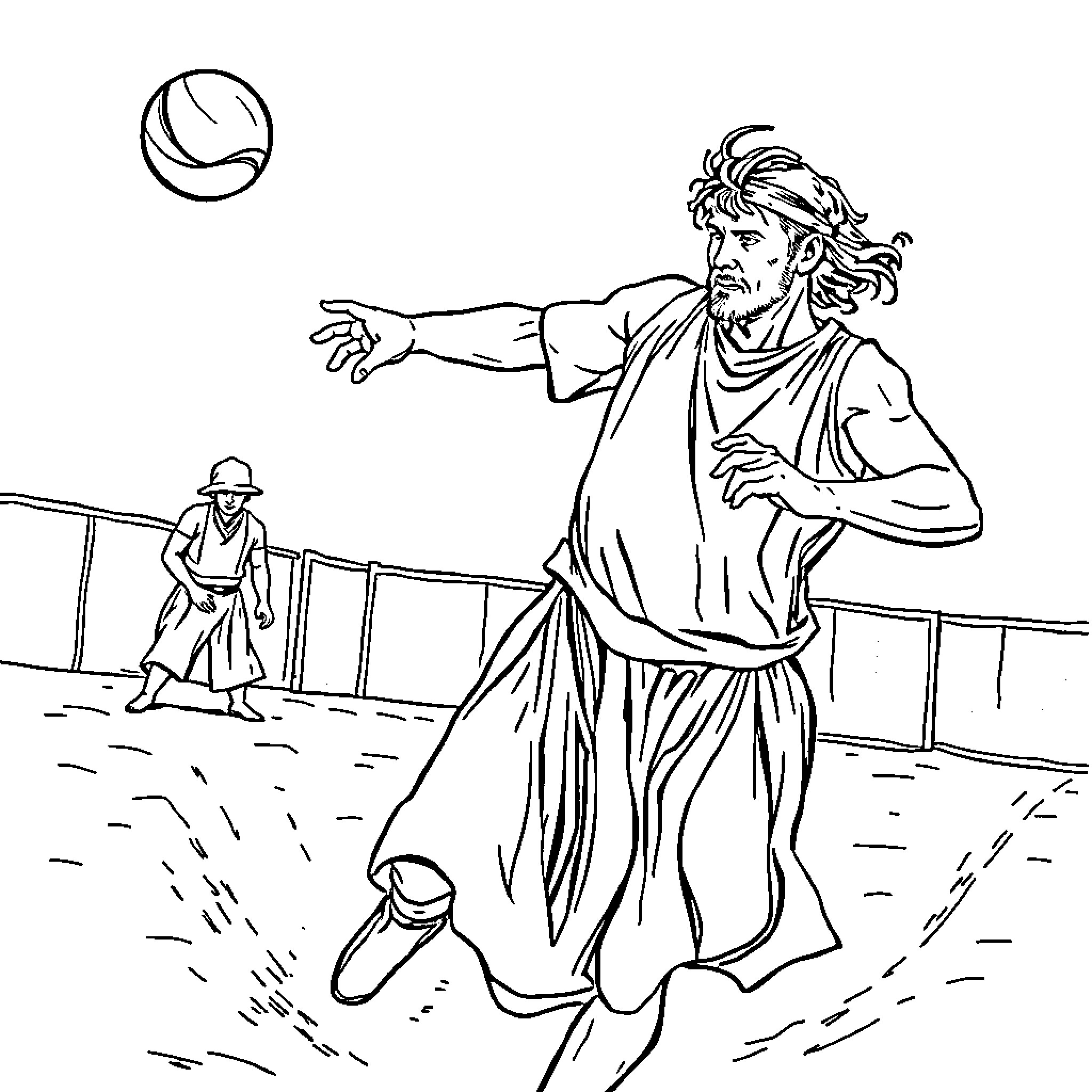 Bouliste performing dramatic gestures on stage Coloring Page (free black-and-white line drawing printable PDF for all, from beginners to advanced learners, including children, teens, adults, and seniors)