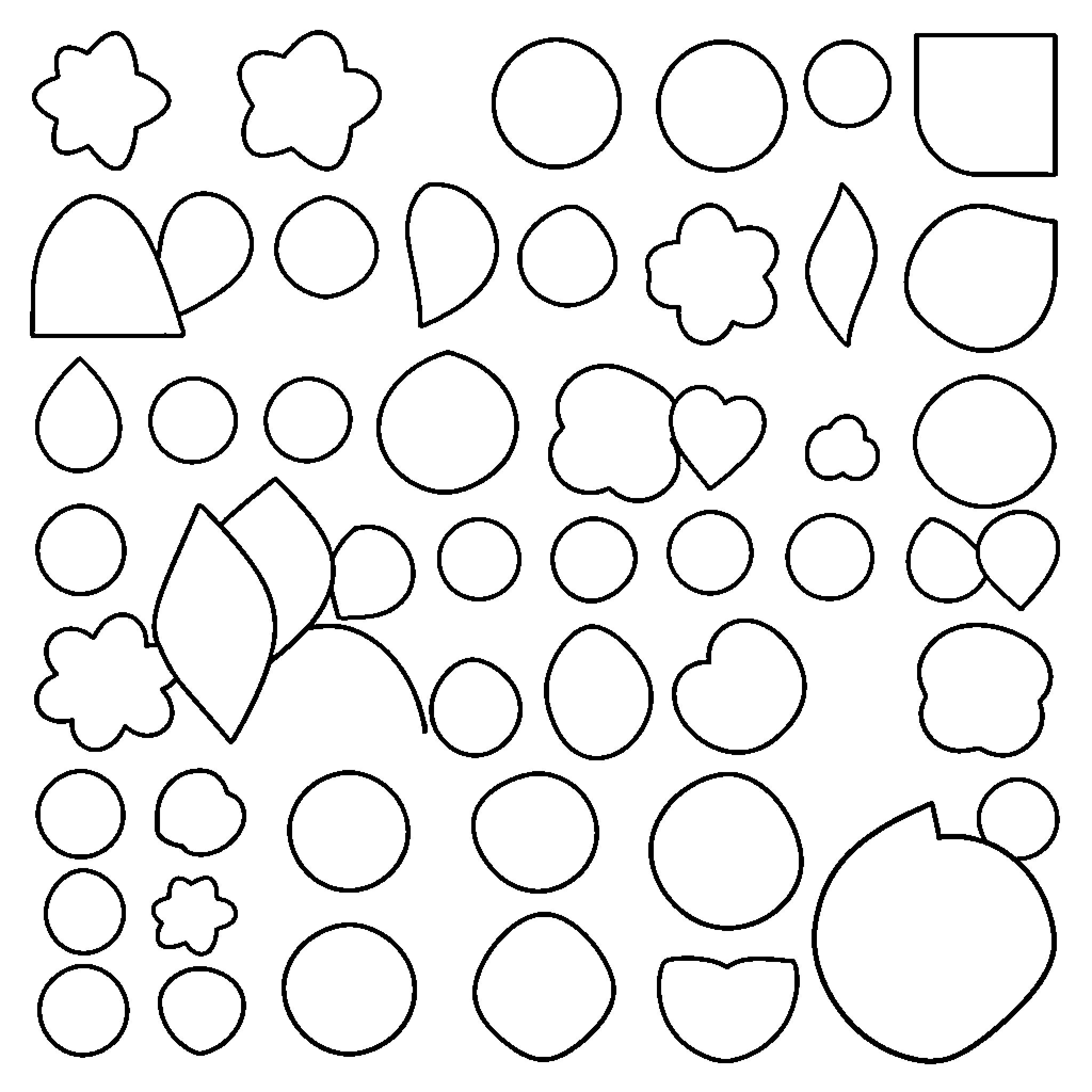 Shape outlines of various geometric forms Coloring Page (free black-and-white line drawing printable PDF for all, from beginners to advanced learners, including children, teens, adults, and seniors)