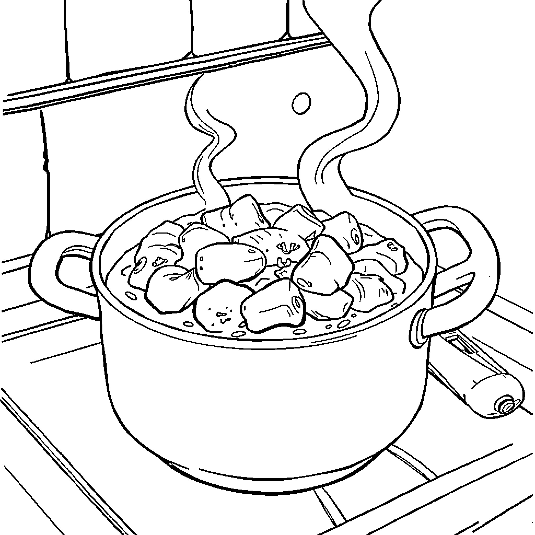 Paul Lambert cooking a savory dish on the stove Coloring Page (free black-and-white line drawing printable PDF for all, from beginners to advanced learners, including children, teens, adults, and seniors)