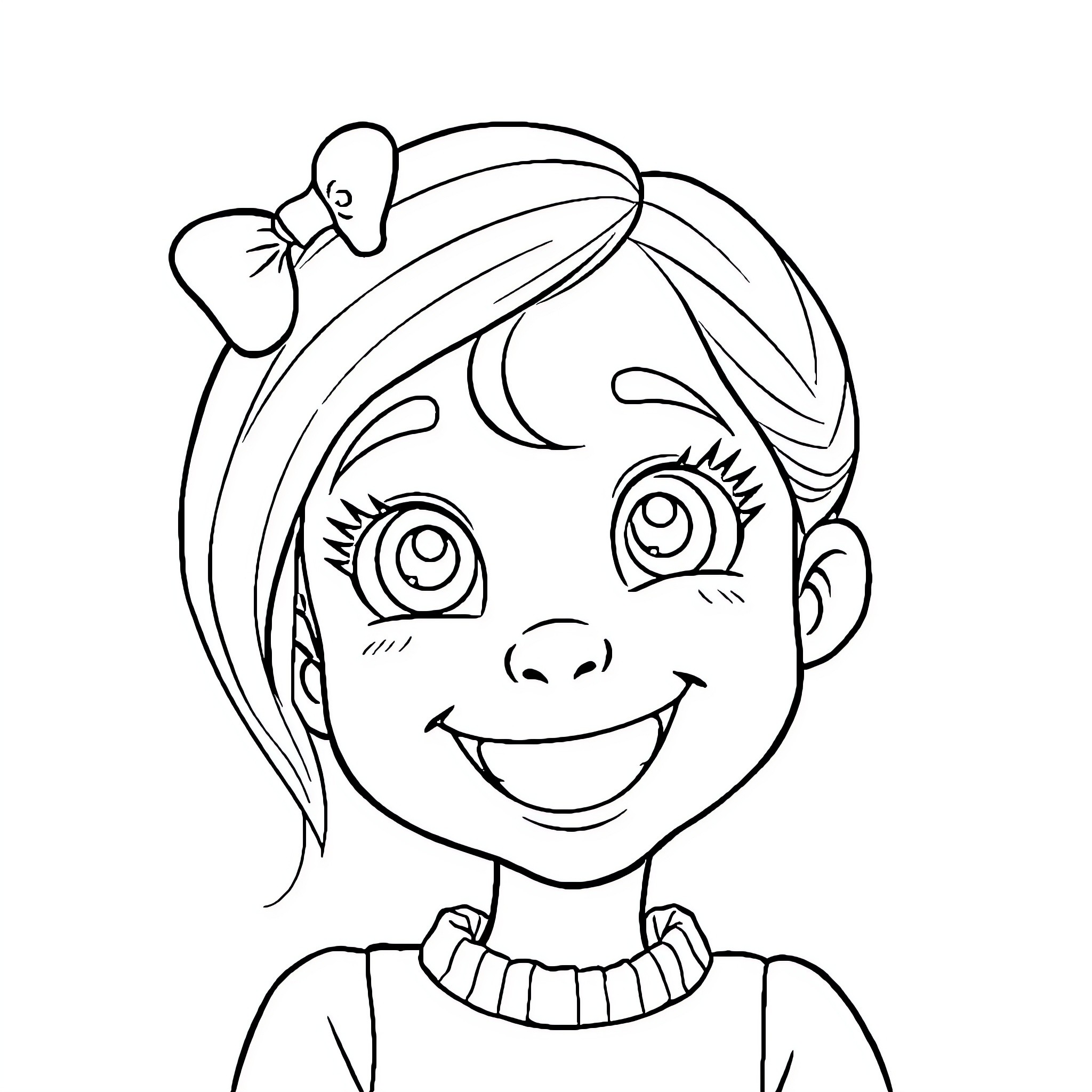Gabby's Joyful Expression Coloring Page (free black-and-white line drawing printable PDF for all, from beginners to advanced learners, including children, teens, adults, and seniors)