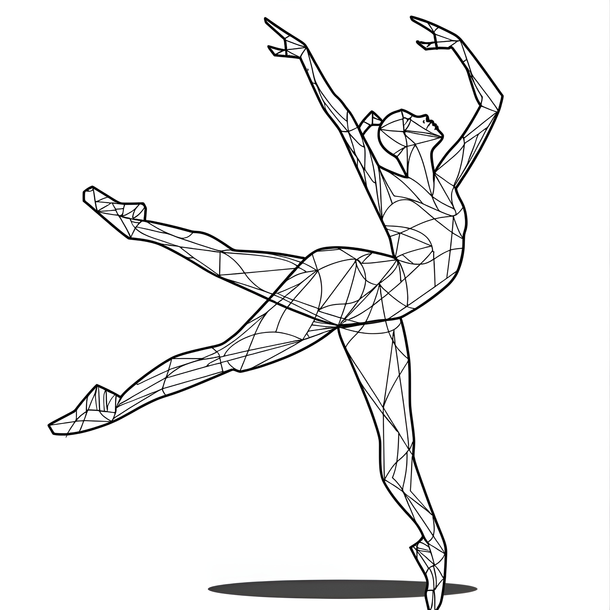 Aesthetic Dancer in Graceful Pose Coloring Page (free black-and-white line drawing printable PDF for all, from beginners to advanced learners, including children, teens, adults, and seniors)