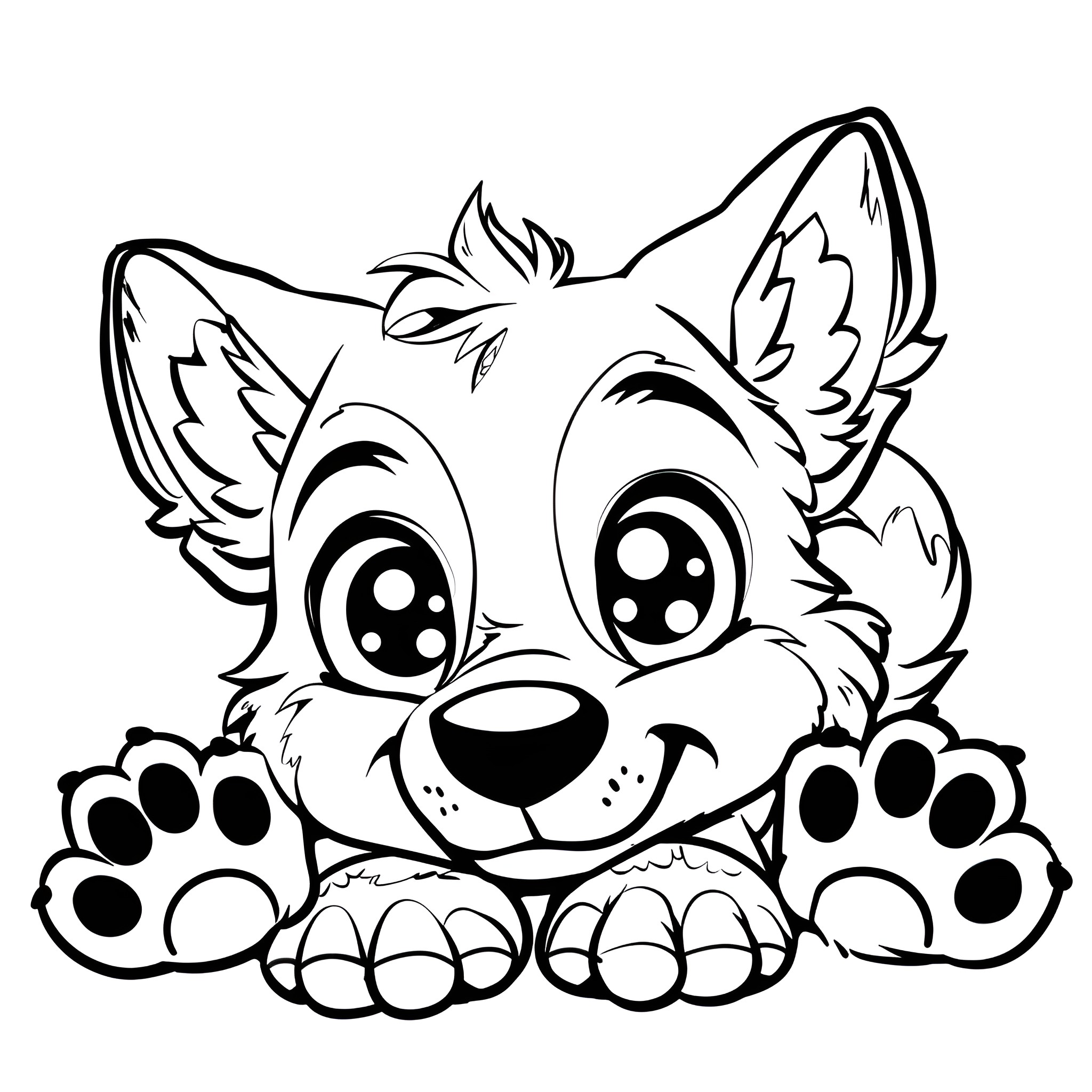 Animal peeking curiously from behind Coloring Page (free black-and-white line drawing printable PDF for all, from beginners to advanced learners, including children, teens, adults, and seniors)