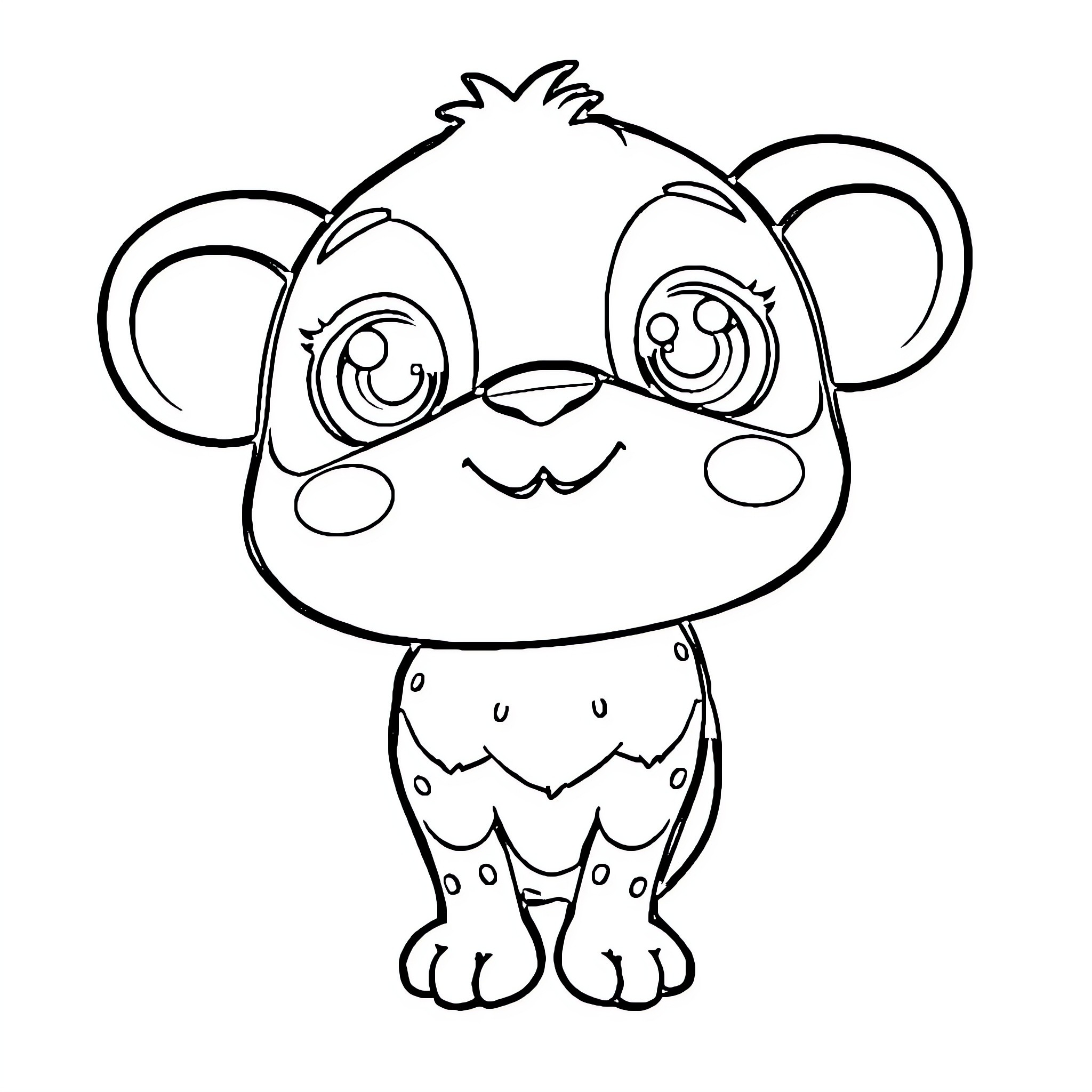 Labubu the Cute and Cuddly Animal Coloring Page (free black-and-white line drawing printable PDF for all, from beginners to advanced learners, including children, teens, adults, and seniors)