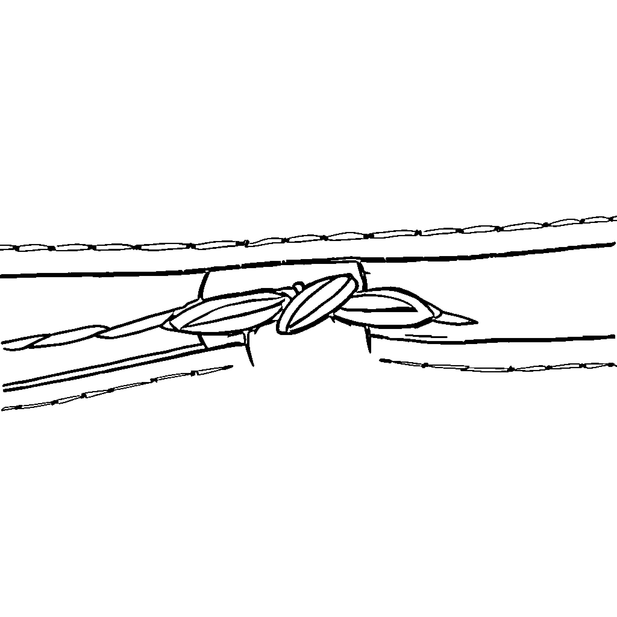 Cowboy on the trail facing barbed wire fence Coloring Page (free black-and-white line drawing printable PDF for all, from beginners to advanced learners, including children, teens, adults, and seniors)