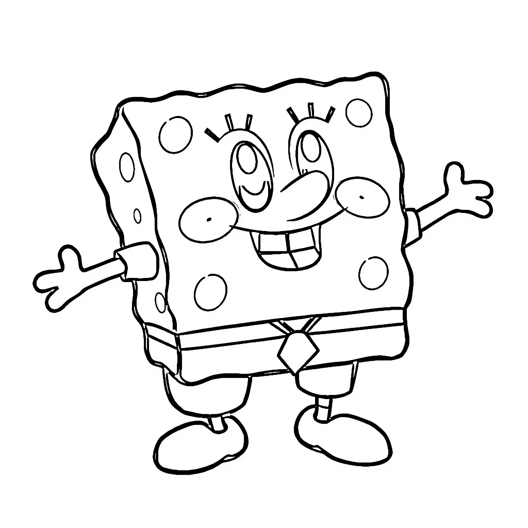 Kirby's Silly Antics in Black and White Coloring Page (free black-and-white line drawing printable PDF for all, from beginners to advanced learners, including children, teens, adults, and seniors)