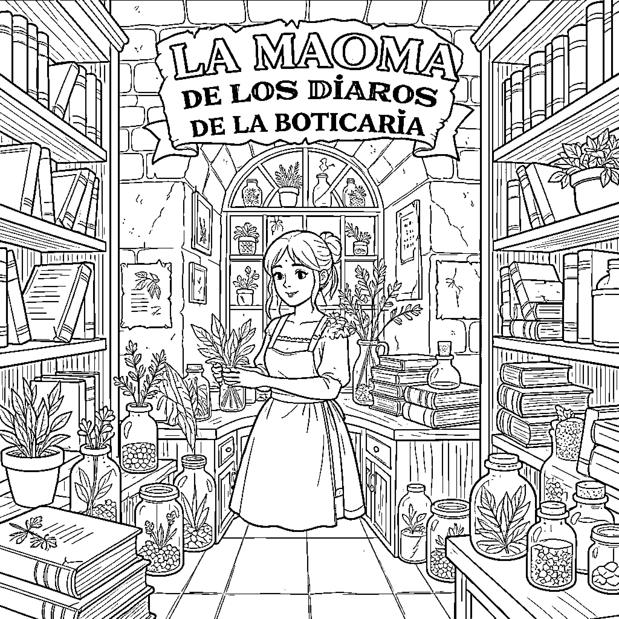 Maoma: The Diary of the Herbalist's Daughter Coloring Page (free black-and-white line drawing printable PDF for all, from beginners to advanced learners, including children, teens, adults, and seniors)