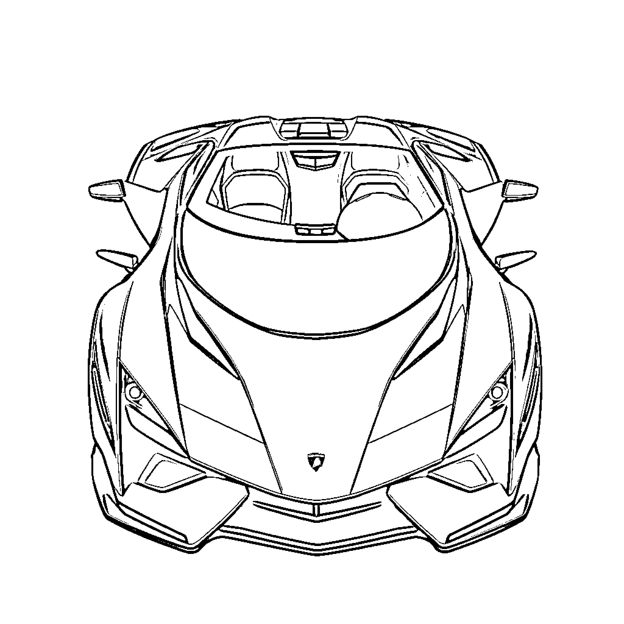 Lamborghini sports car in striking design Coloring Page (free black-and-white line drawing printable PDF for all, from beginners to advanced learners, including children, teens, adults, and seniors)