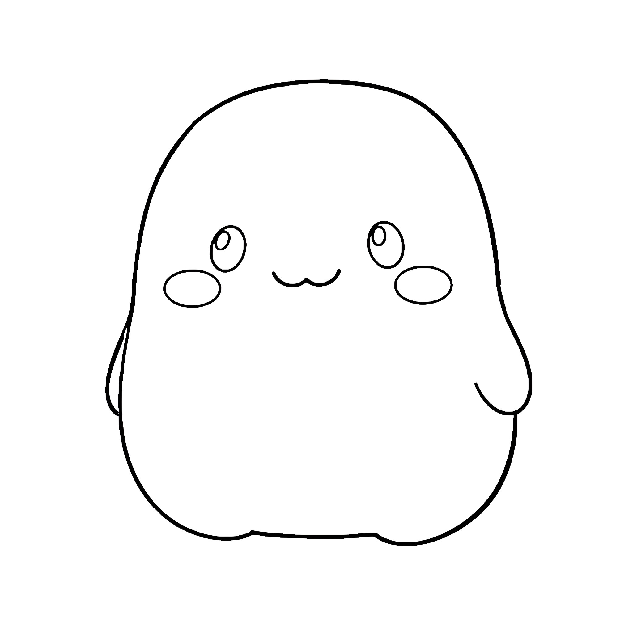 Squishmallow character with a cute expression Coloring Page (free black-and-white line drawing printable PDF for all, from beginners to advanced learners, including children, teens, adults, and seniors)