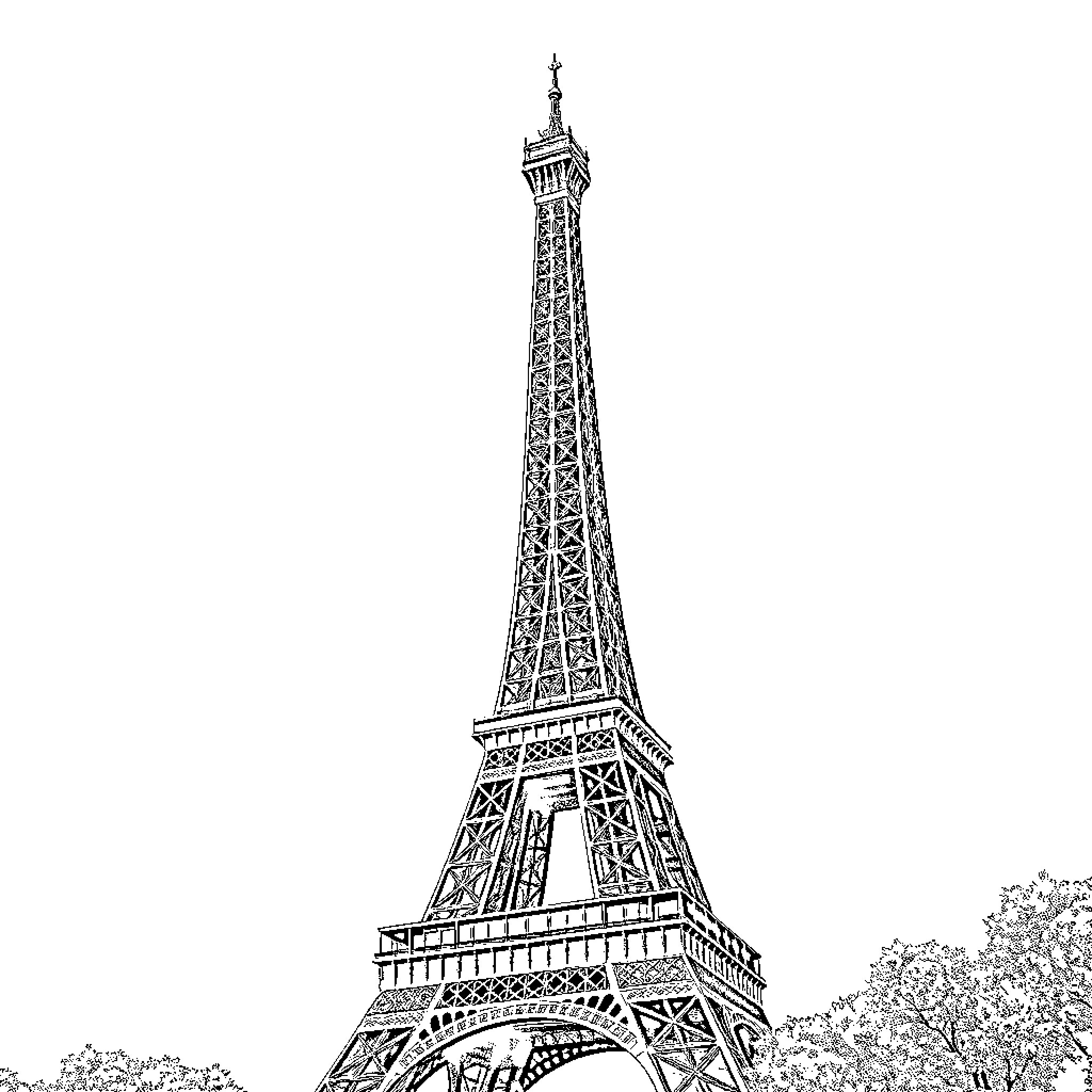 Tower of iconic architecture with intricate details Coloring Page (free black-and-white line drawing printable PDF for all, from beginners to advanced learners, including children, teens, adults, and seniors)