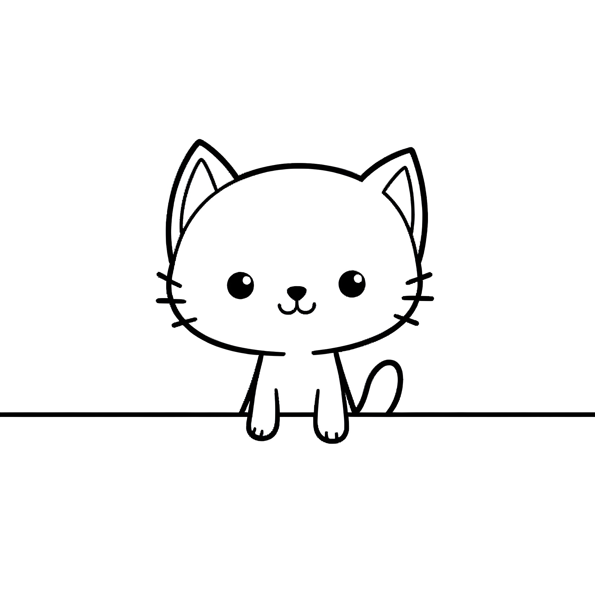 Lalka the Cute Kitten Coloring Page (free black-and-white line drawing printable PDF for all, from beginners to advanced learners, including children, teens, adults, and seniors)