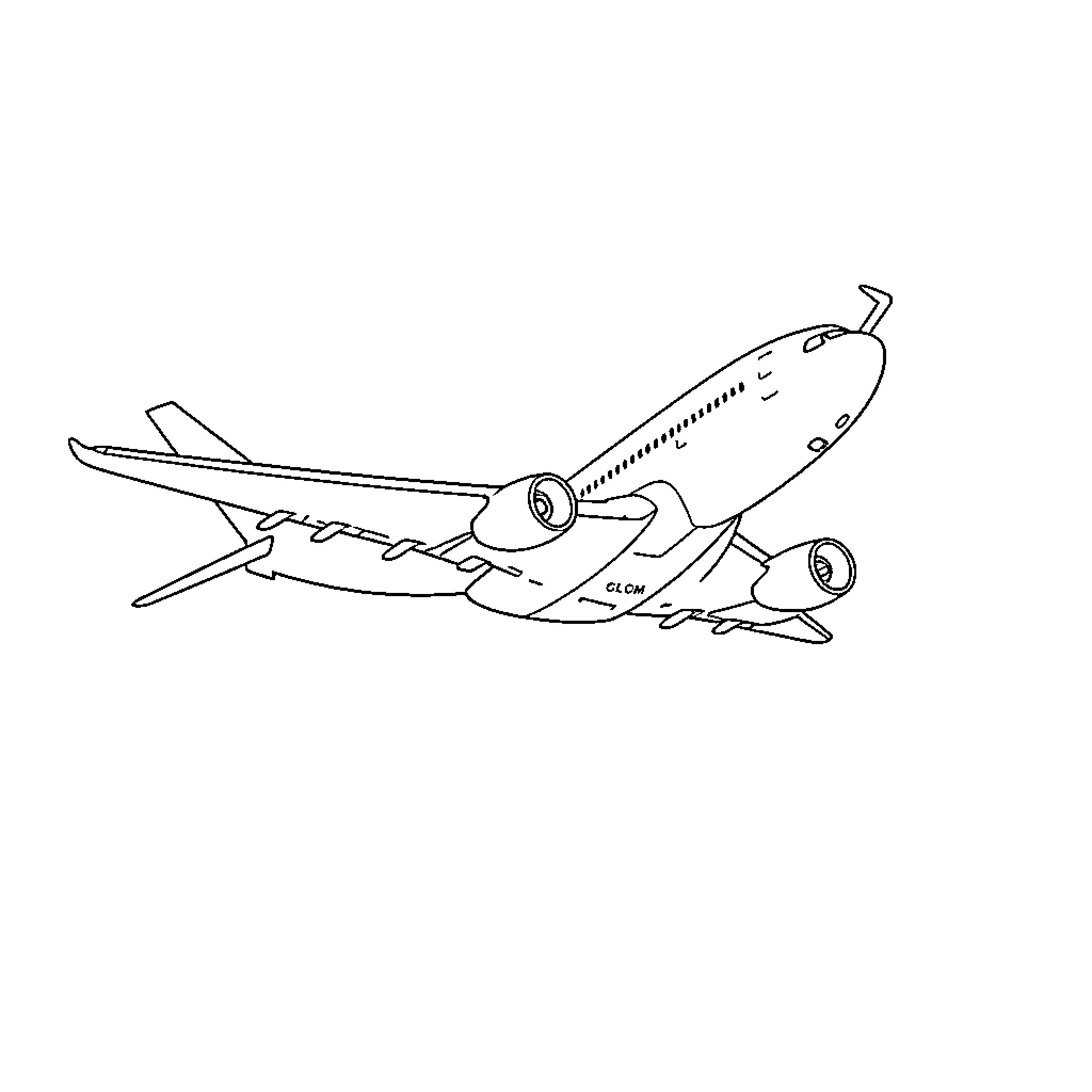 Airplane taking off from the runway Coloring Page (free black-and-white line drawing printable PDF for all, from beginners to advanced learners, including children, teens, adults, and seniors)