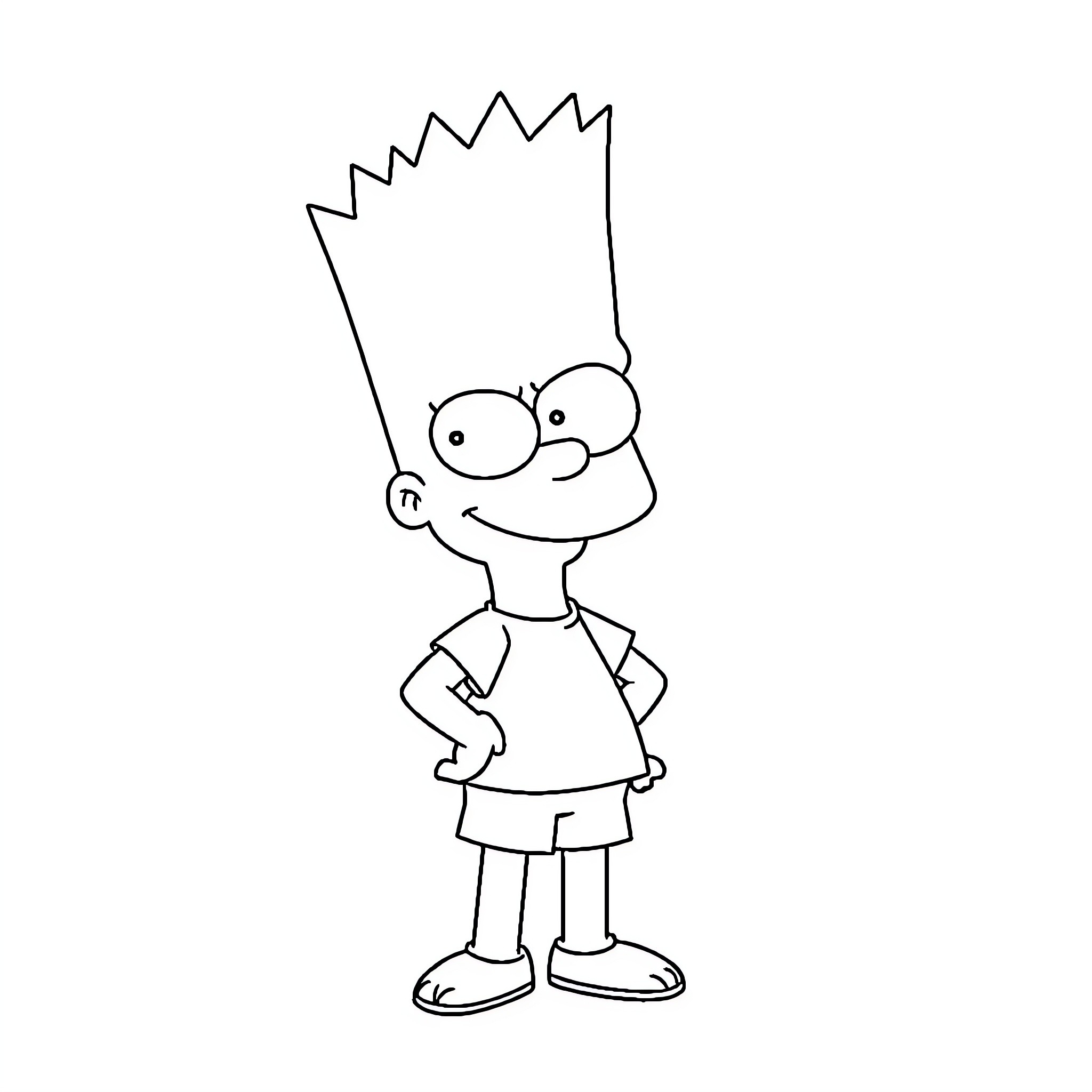 Bart Simpson's Iconic Silhouette Coloring Page (free black-and-white line drawing printable PDF for all, from beginners to advanced learners, including children, teens, adults, and seniors)