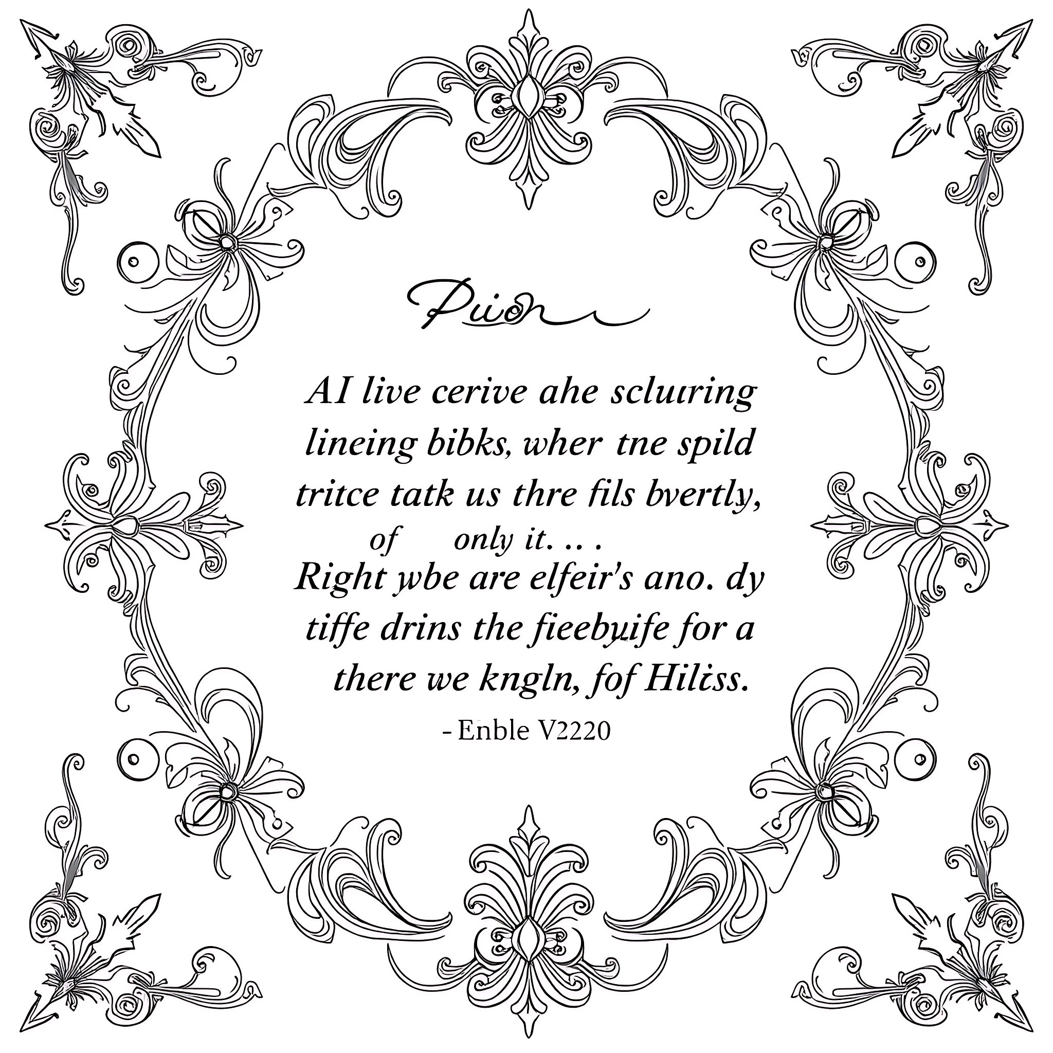 Bible Verse with Ornamental Floral Border Coloring Page (free black-and-white line drawing printable PDF for all, from beginners to advanced learners, including children, teens, adults, and seniors)