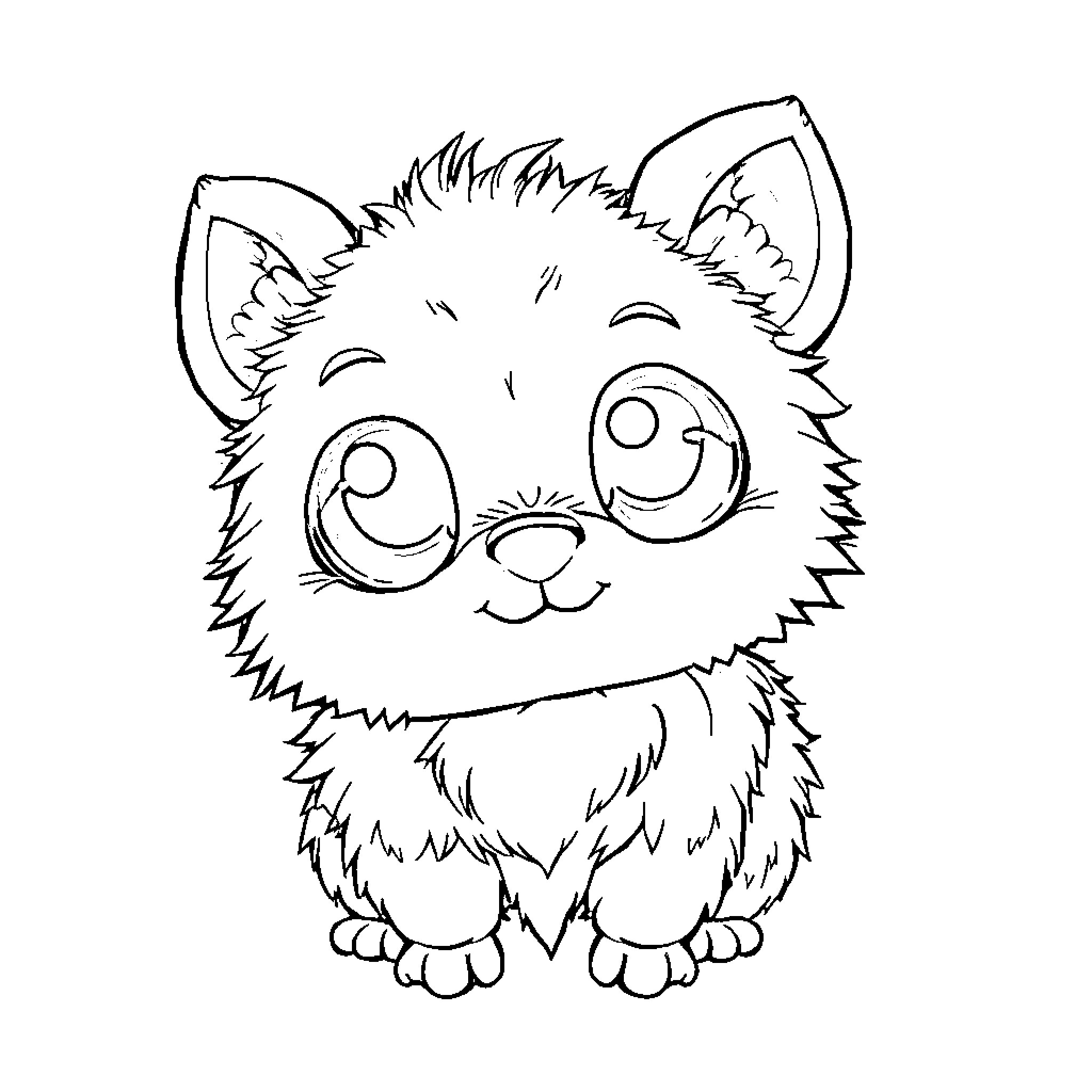 Creature winking playfully with big eyes Coloring Page (free black-and-white line drawing printable PDF for all, from beginners to advanced learners, including children, teens, adults, and seniors)