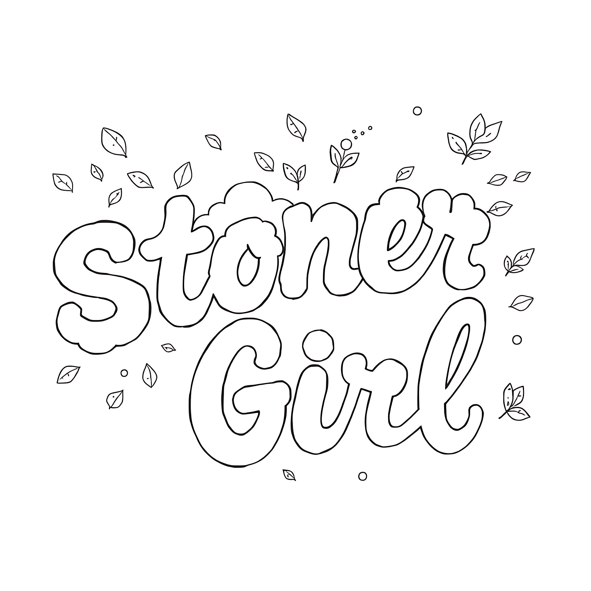 Stoner Girl enjoying the natural world Coloring Page (free black-and-white line drawing printable PDF for all, from beginners to advanced learners, including children, teens, adults, and seniors)