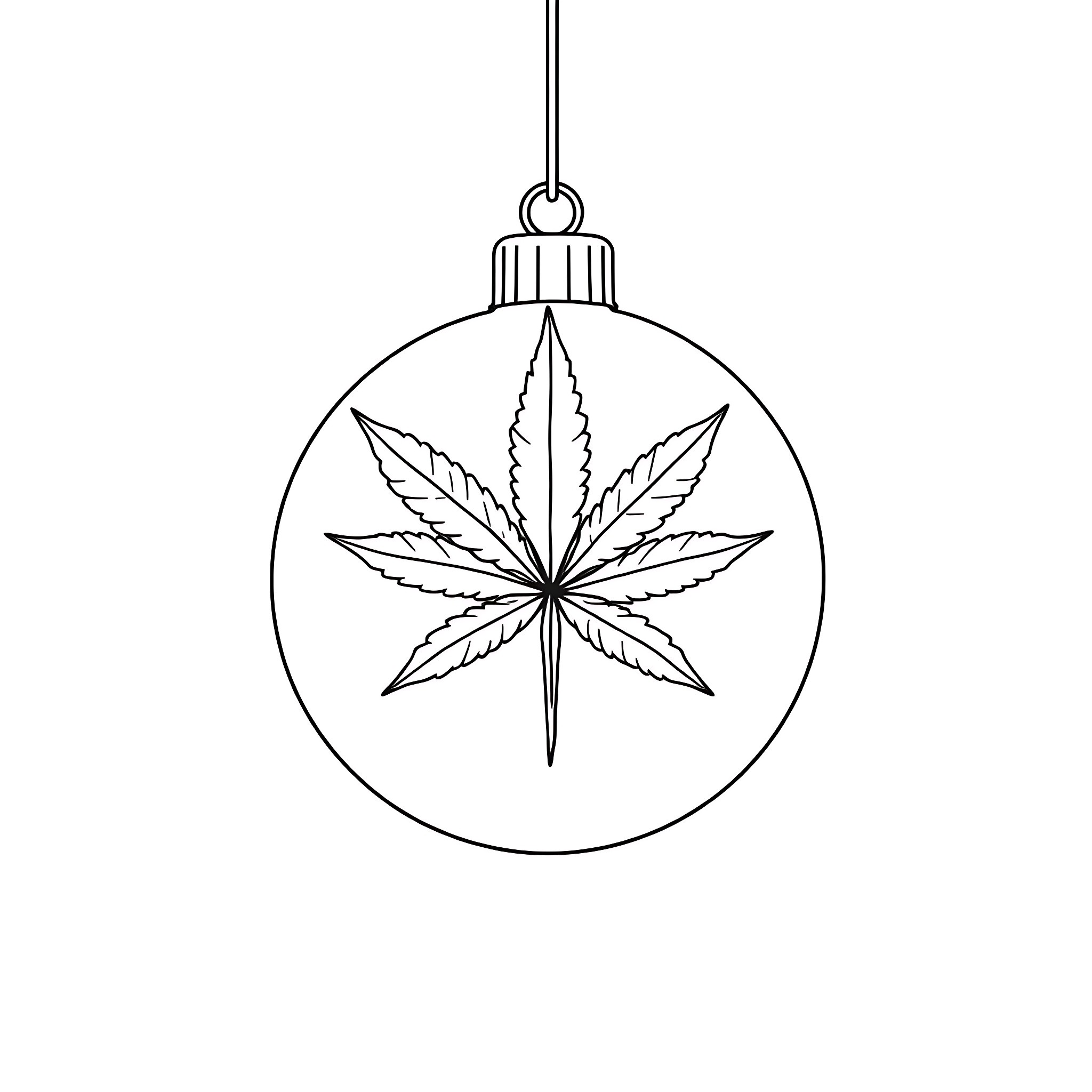 Ornament with Cannabis Leaf Design Coloring Page (free black-and-white line drawing printable PDF for all, from beginners to advanced learners, including children, teens, adults, and seniors)