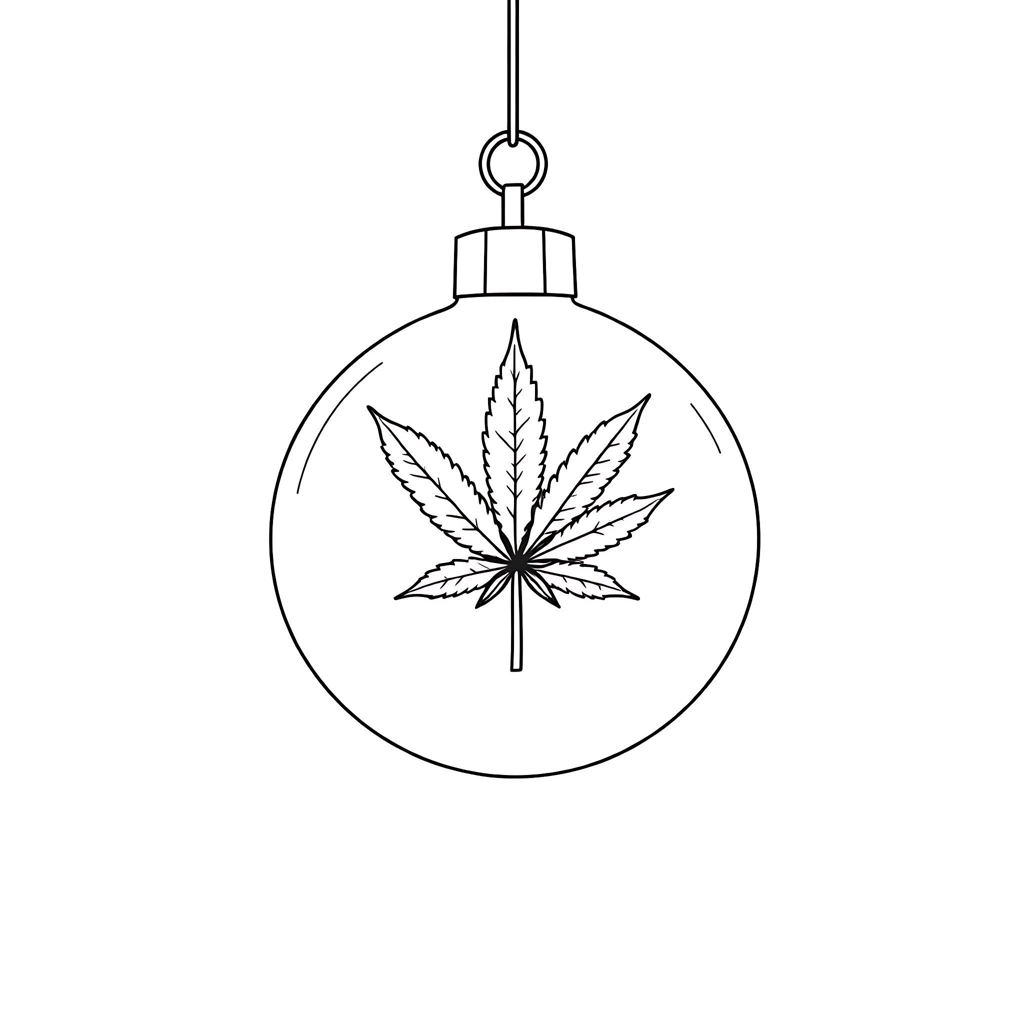 Ornament with cannabis leaf design Coloring Page (free black-and-white line drawing printable PDF for all, from beginners to advanced learners, including children, teens, adults, and seniors)