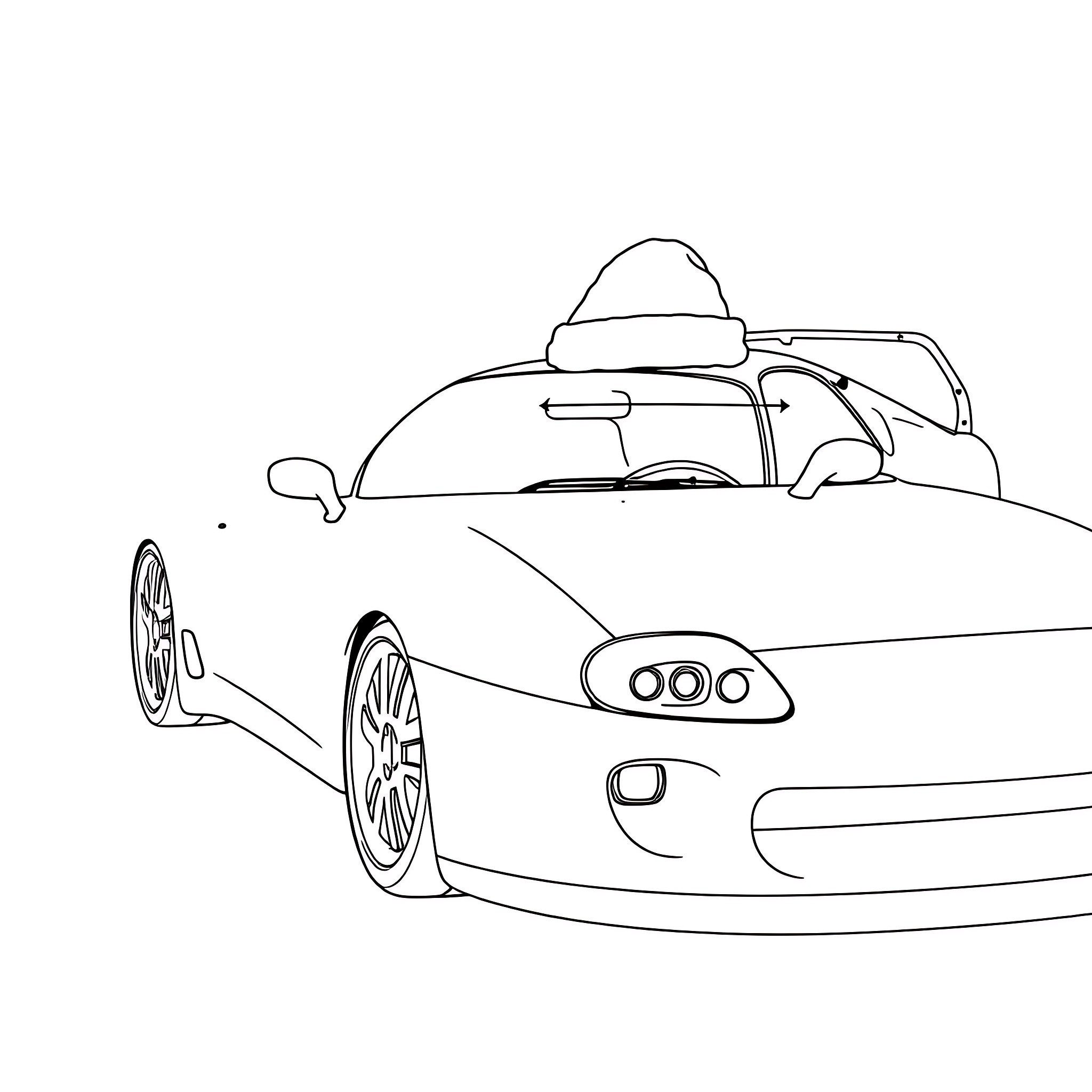 Toyota sports car with distinctive design Coloring Page (free black-and-white line drawing printable PDF for all, from beginners to advanced learners, including children, teens, adults, and seniors)