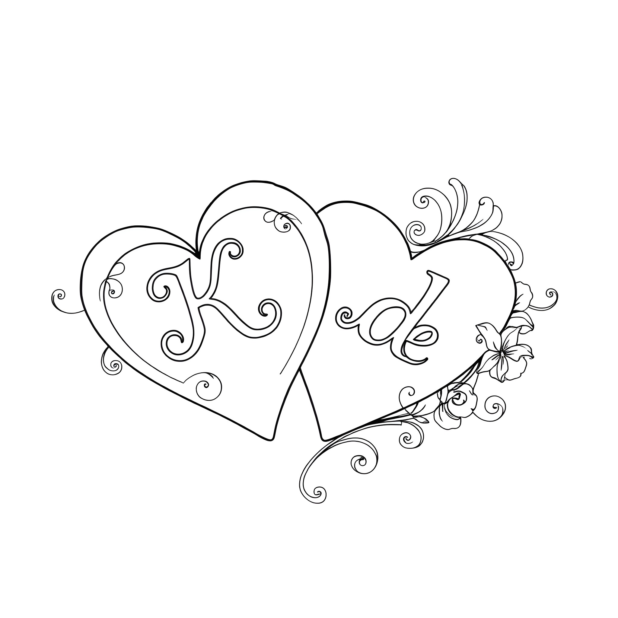 Heart-shaped decoration with ornate floral design Coloring Page (free black-and-white line drawing printable PDF for all, from beginners to advanced learners, including children, teens, adults, and seniors)