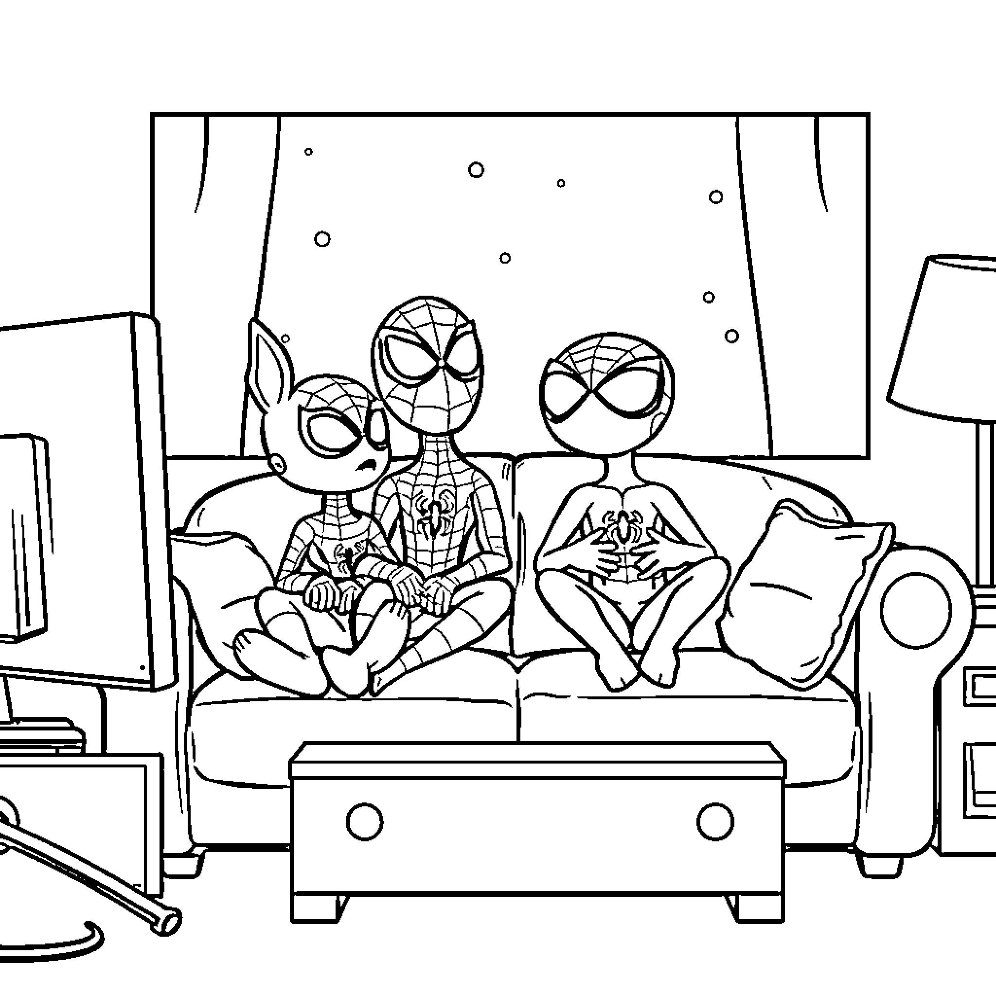 Bluey's Superhero Adventure Coloring Page (free black-and-white line drawing printable PDF for all, from beginners to advanced learners, including children, teens, adults, and seniors)