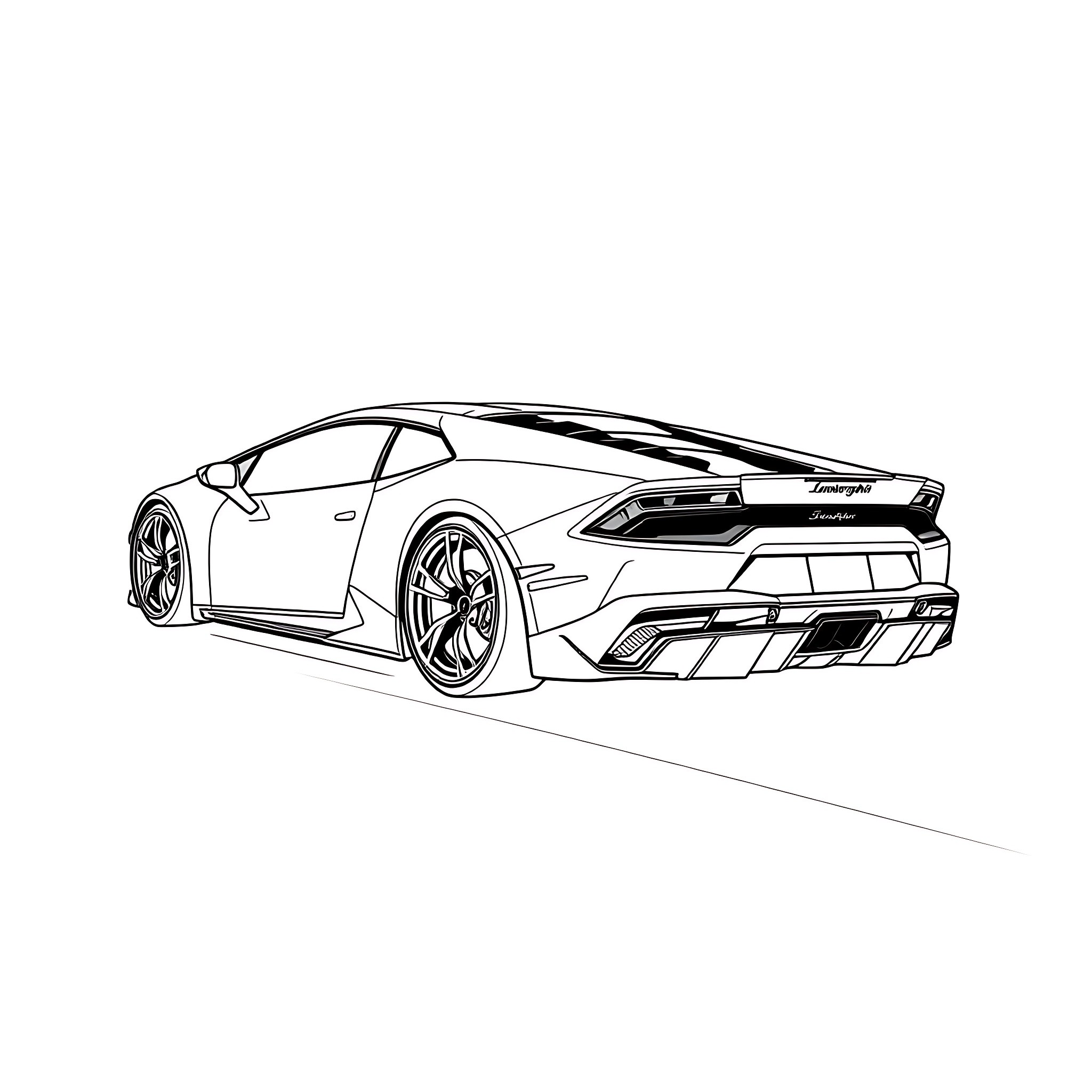 Lamborghini sports car in sleek outline design Coloring Page (free black-and-white line drawing printable PDF for all, from beginners to advanced learners, including children, teens, adults, and seniors)