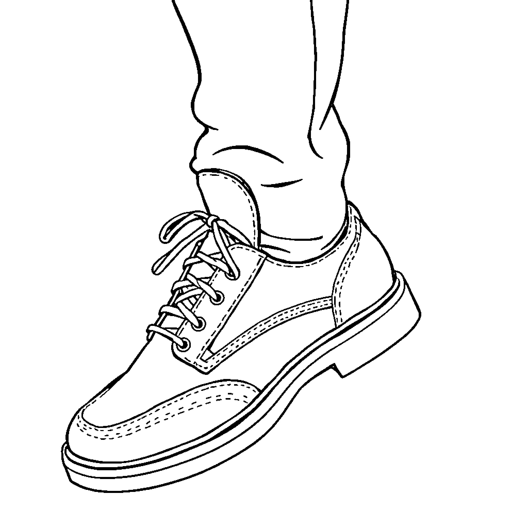 Noel's Casual Footwear Coloring Page (free black-and-white line drawing printable PDF for all, from beginners to advanced learners, including children, teens, adults, and seniors)