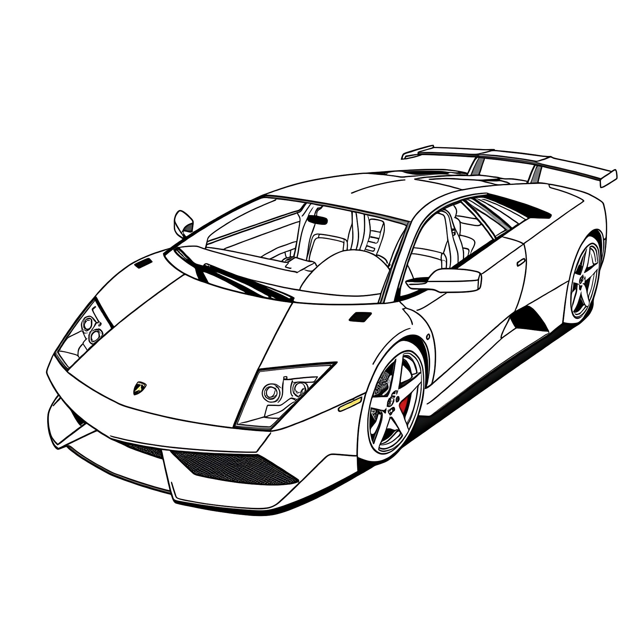 Lamborghini speeding through the city streets Coloring Page (free black-and-white line drawing printable PDF for all, from beginners to advanced learners, including children, teens, adults, and seniors)